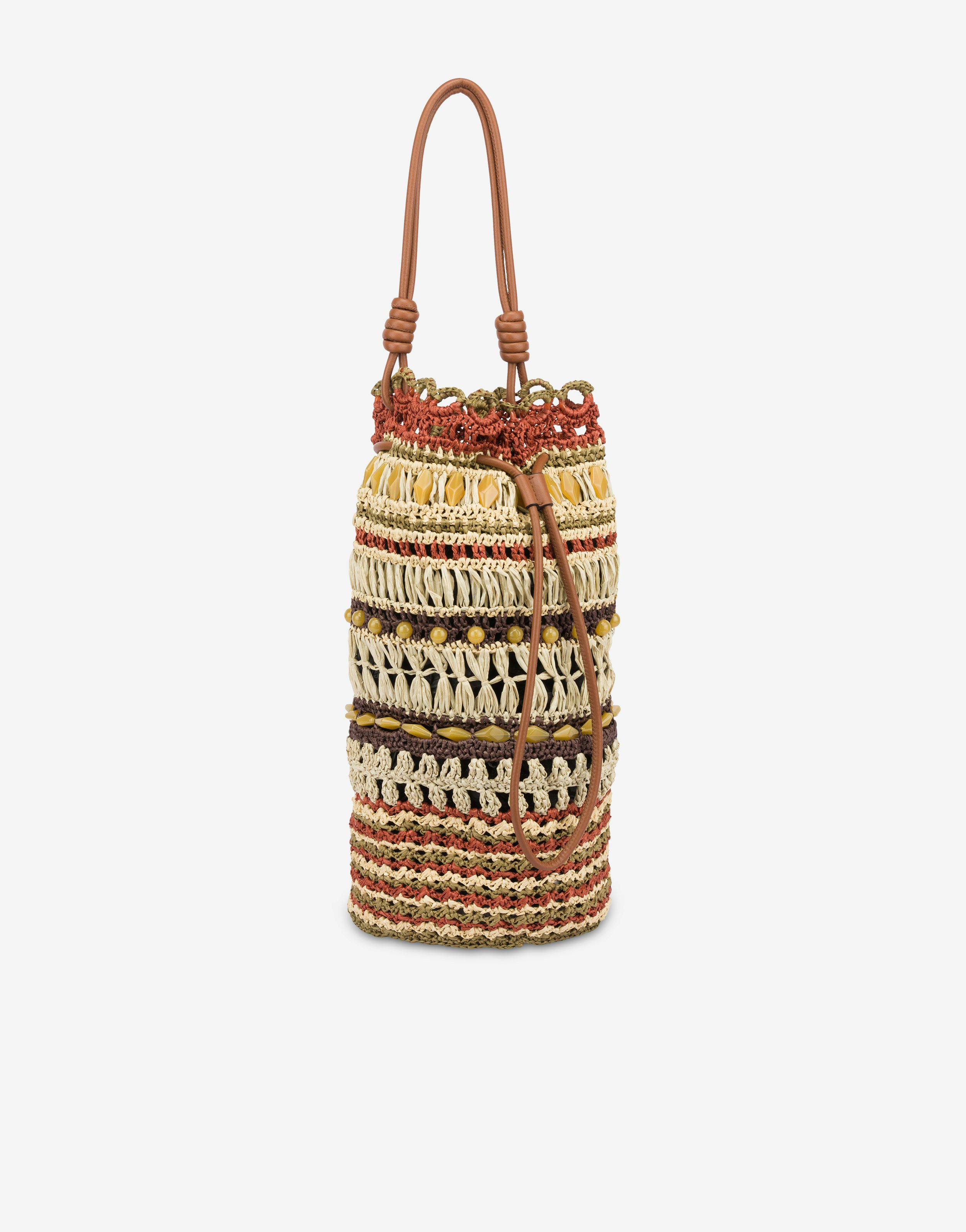 Crochet raffia tapered bucket bag 2