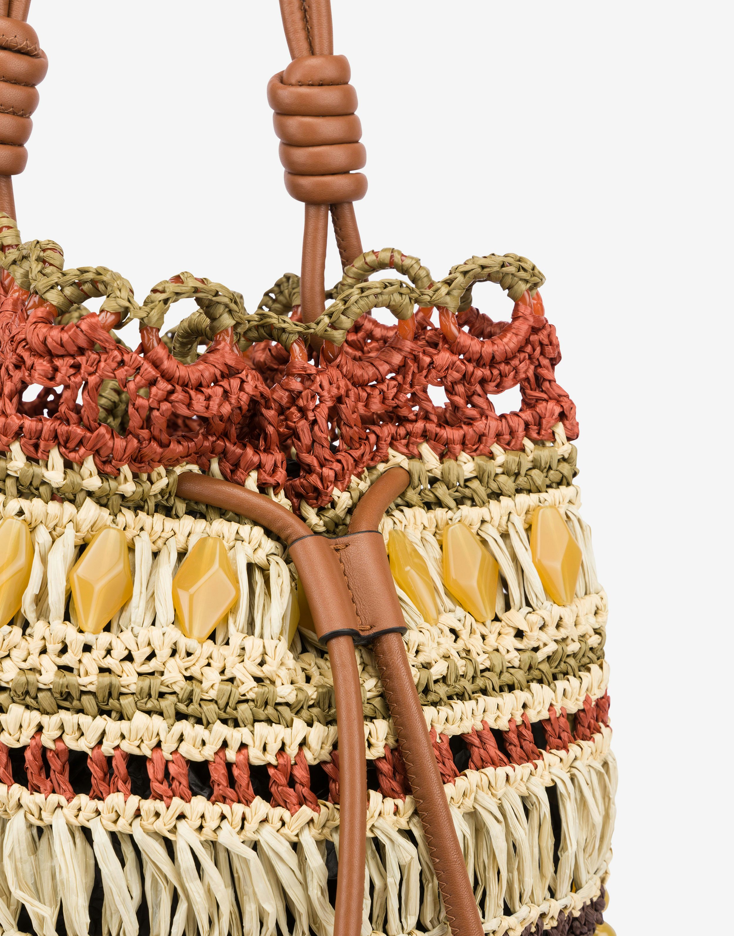 Crochet raffia tapered bucket bag 4