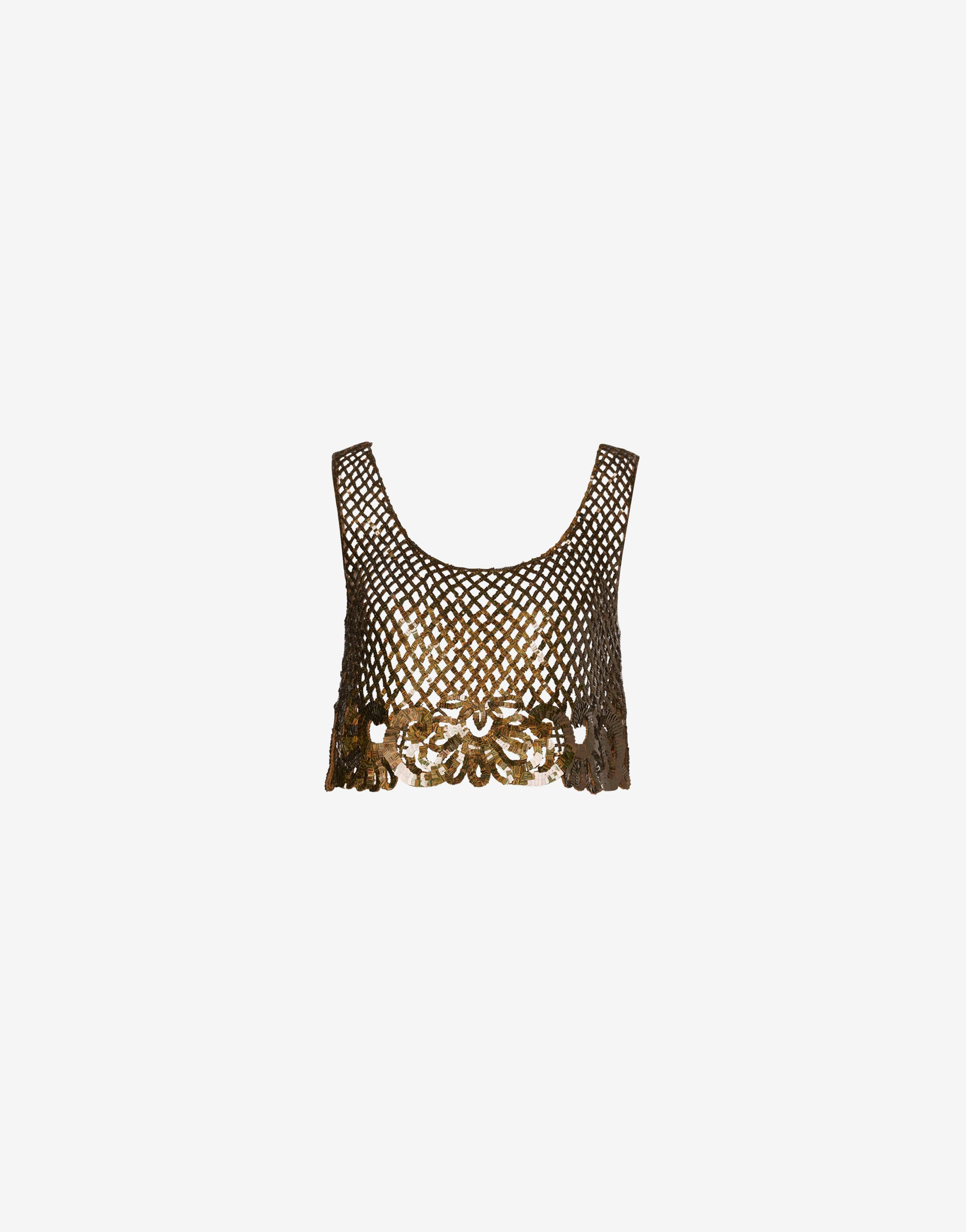 Crop top brodé de paillettes irisées 0