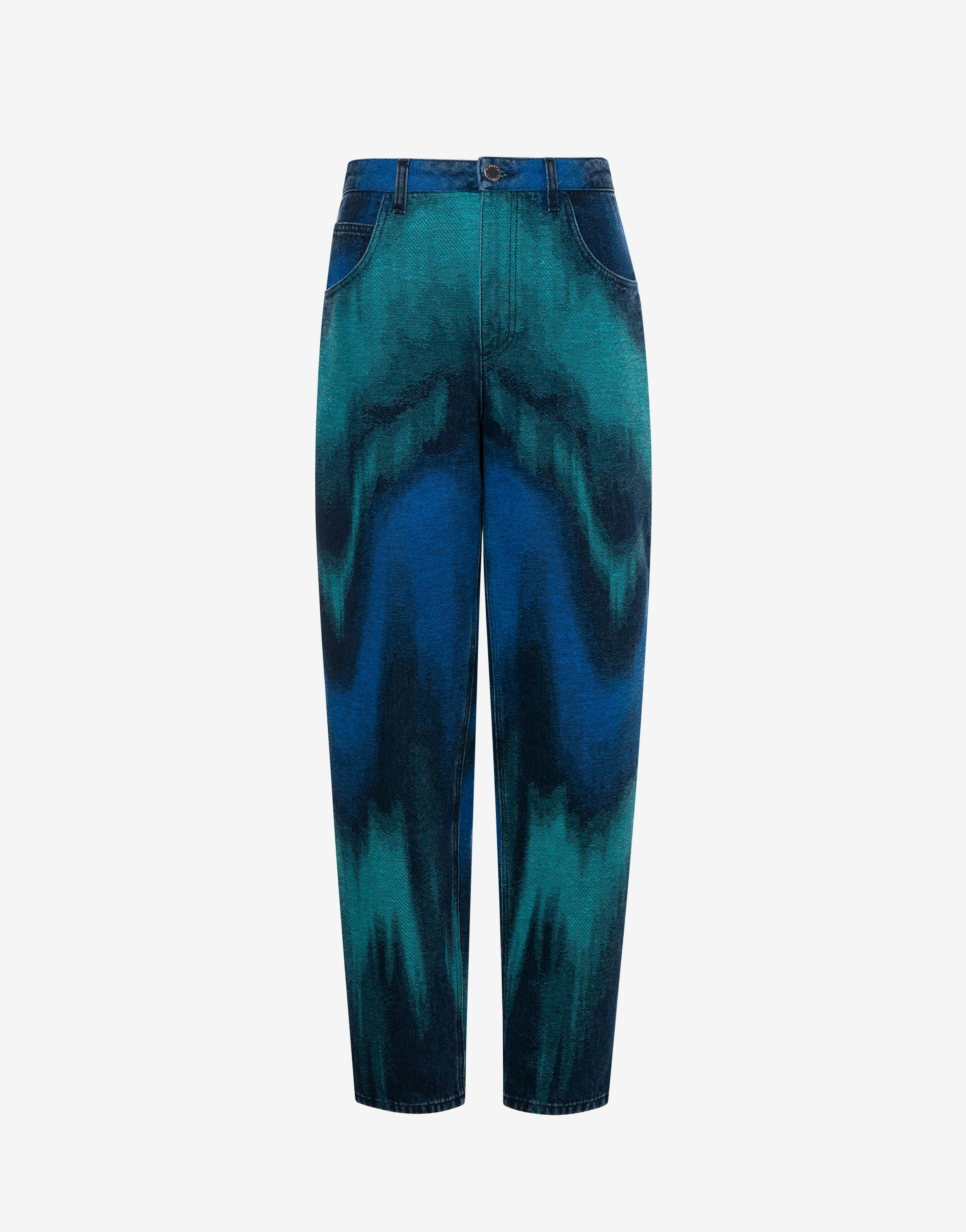 Jacquard denim trousers 0