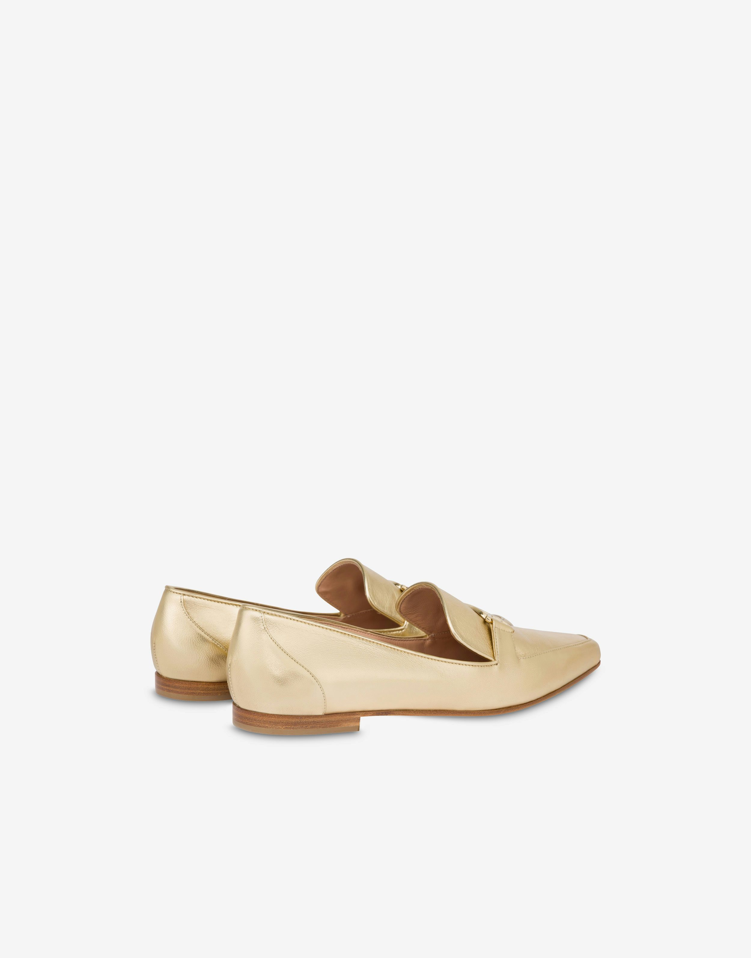 Gold laminated nappa leather loafers 1