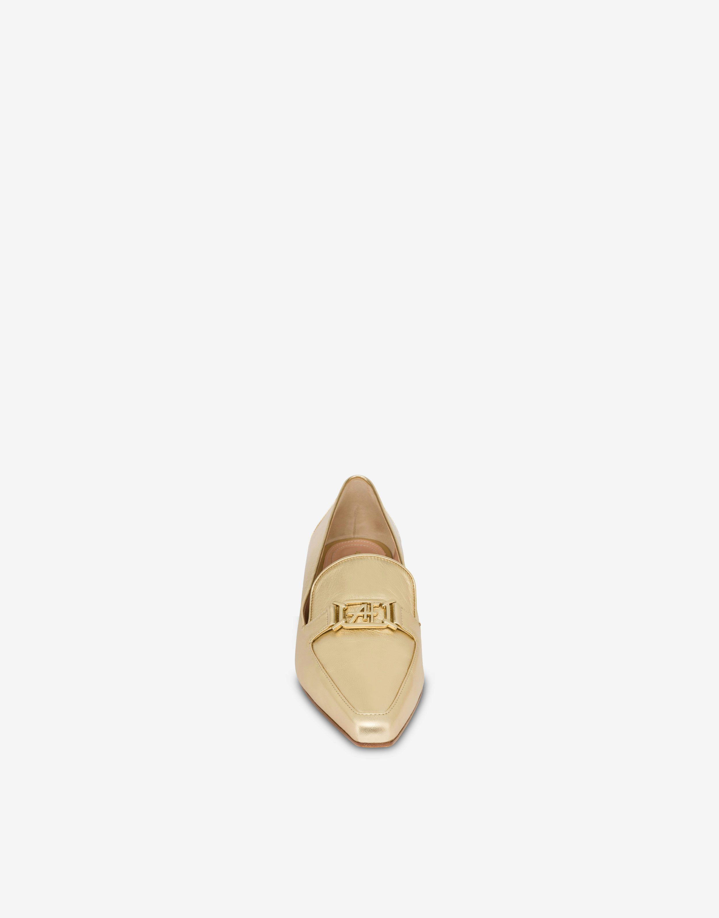 Gold laminated nappa leather loafers 2