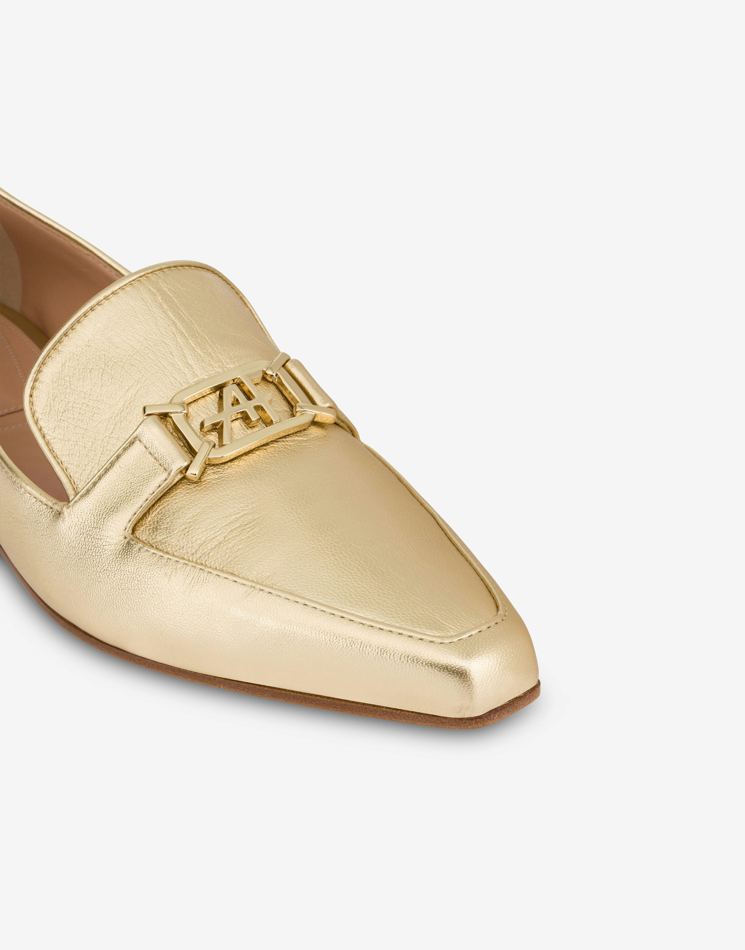 Gold laminated nappa leather loafers 3