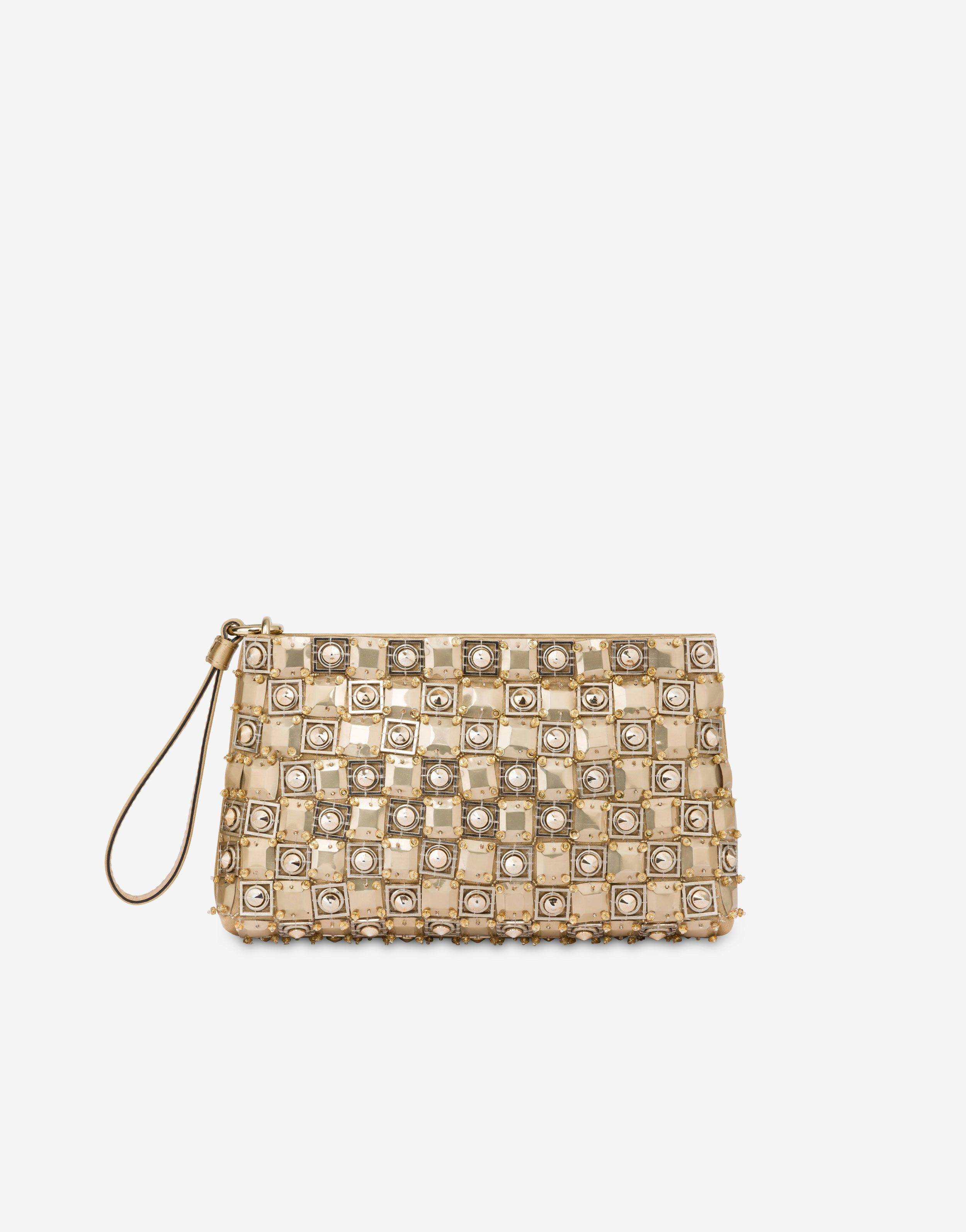 Satin clutch with studs and sequins 2