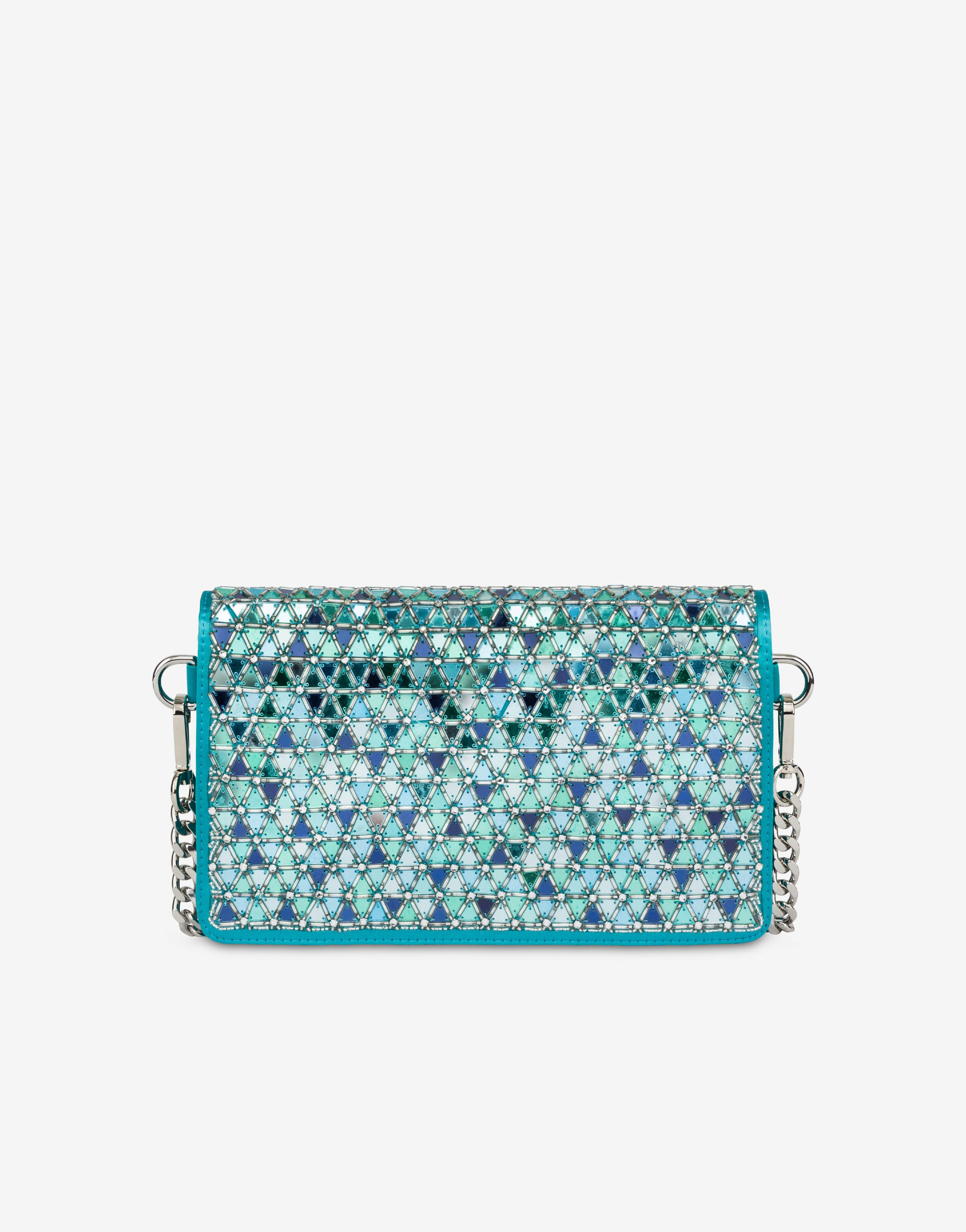 Satin clutch with mosaic embroidery 0