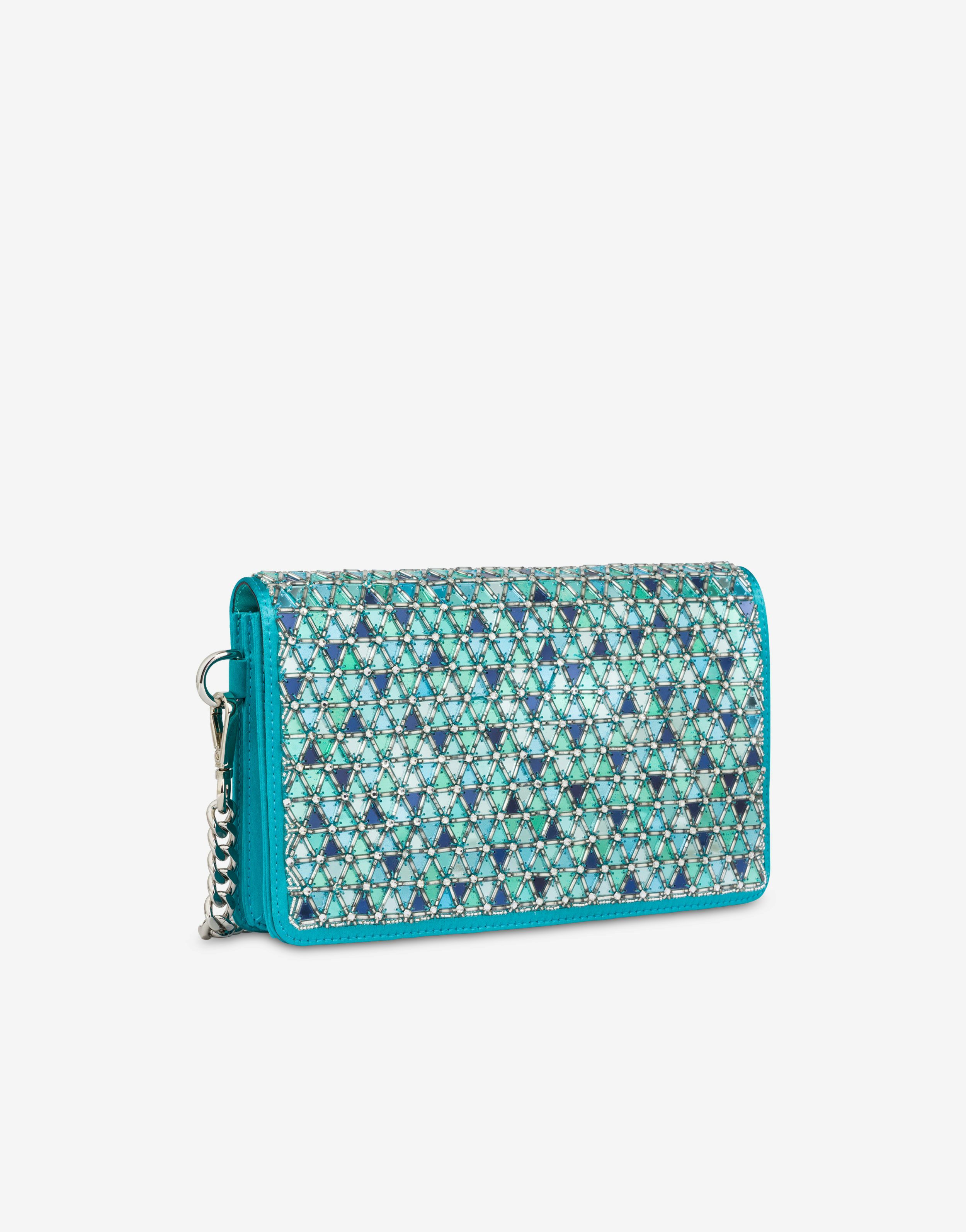 Satin clutch with mosaic embroidery 1
