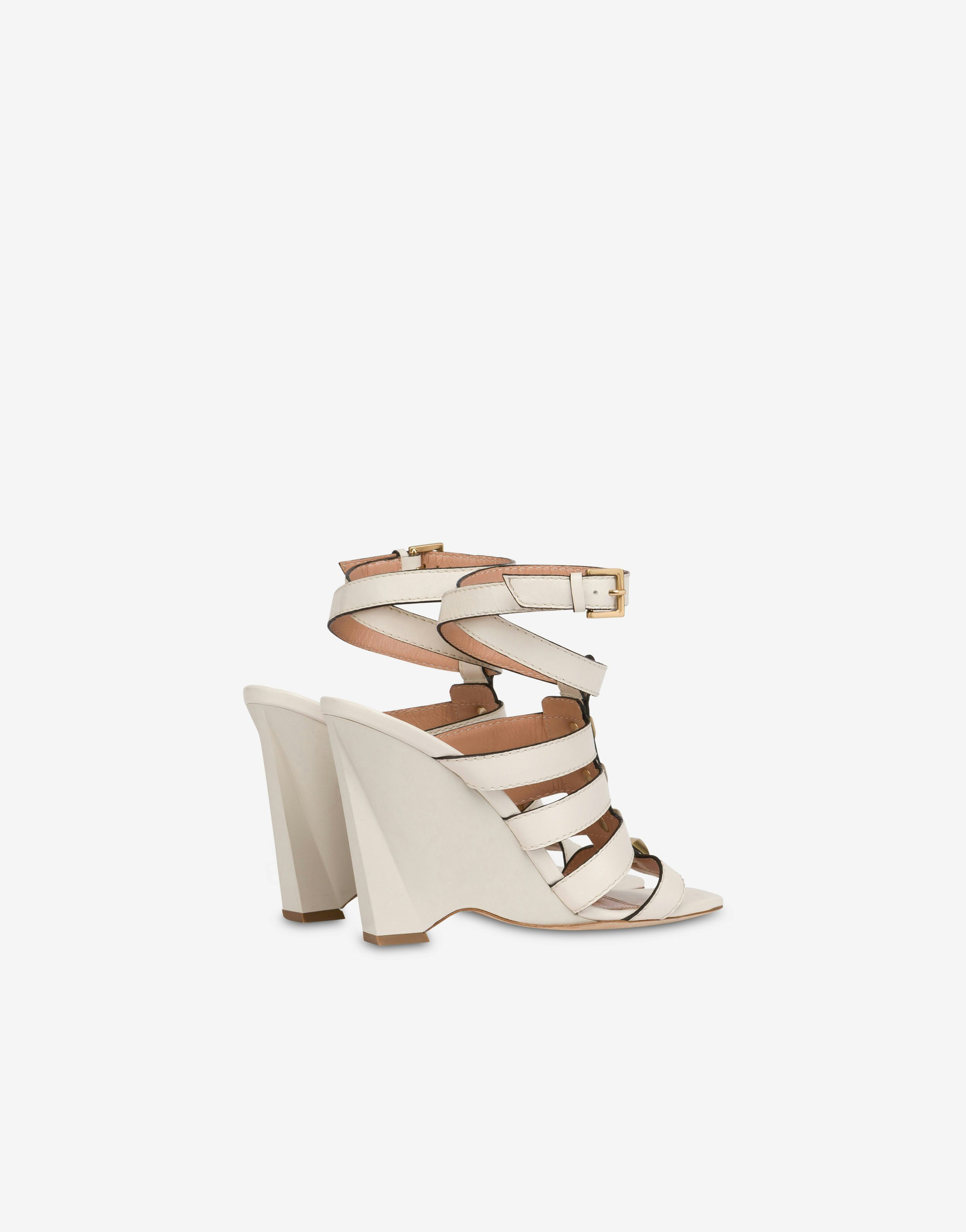 Cage calfskin wedge sandals 1