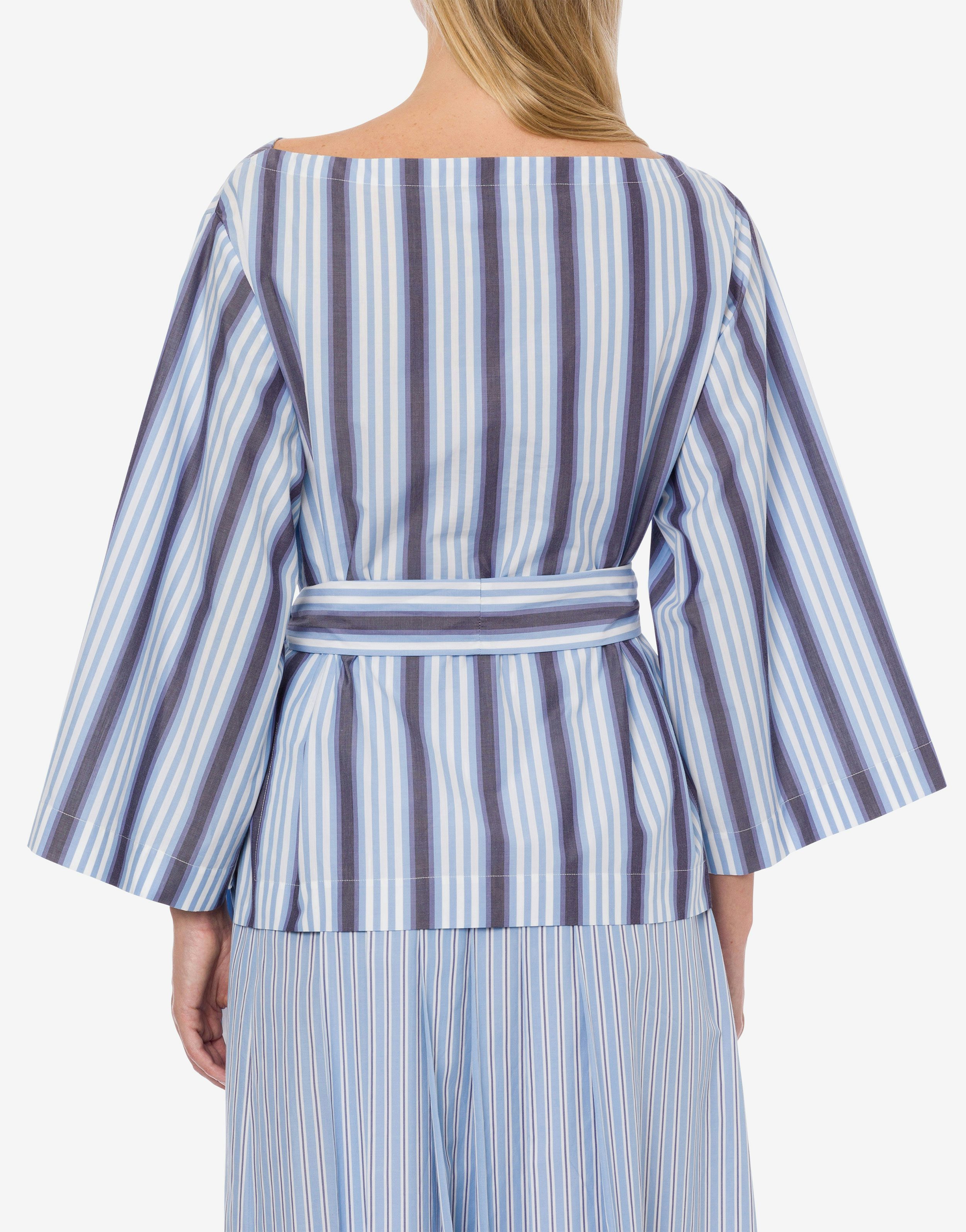 Blouse in striped poplin with sash 3