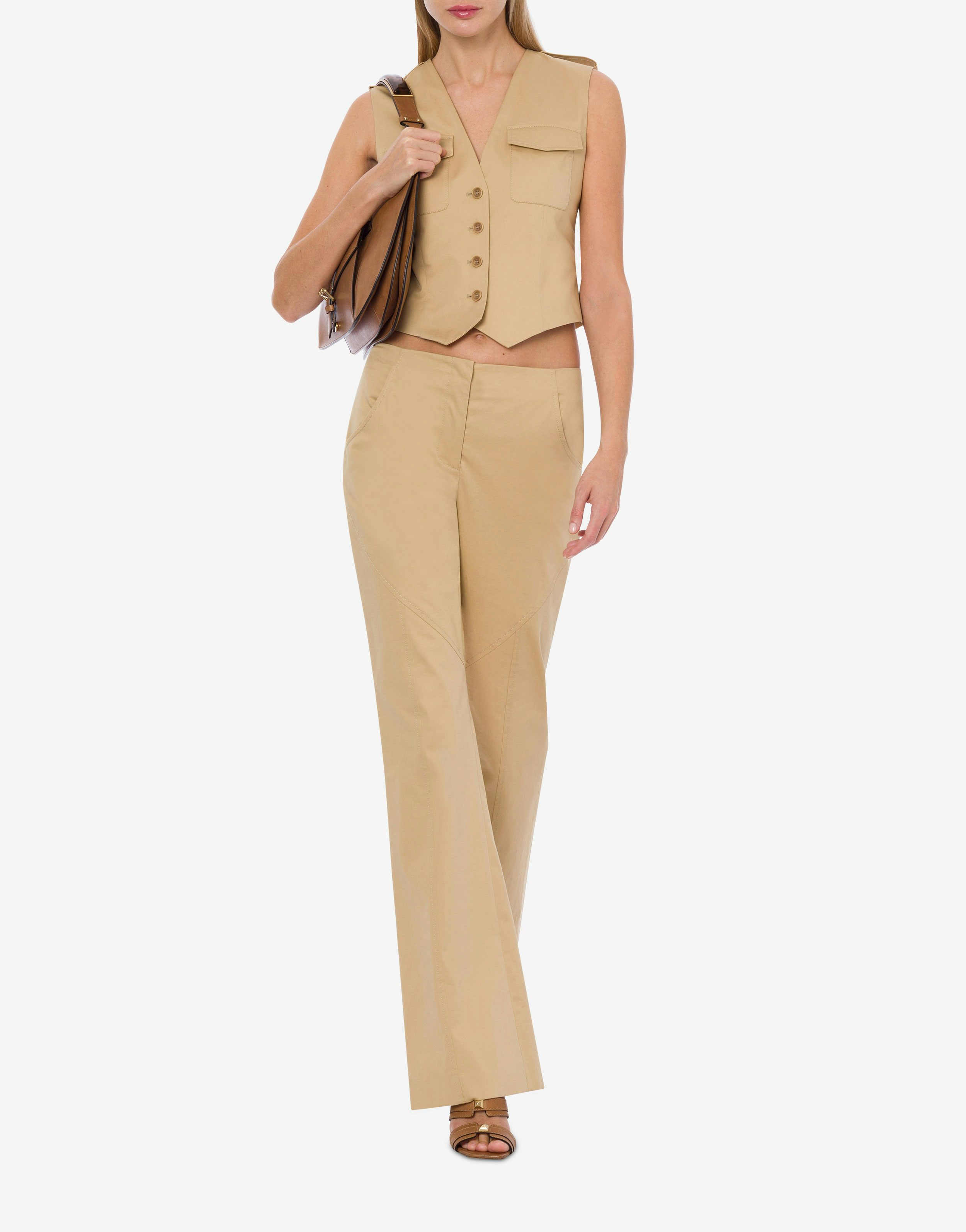 Trousers in stretch sateen 1