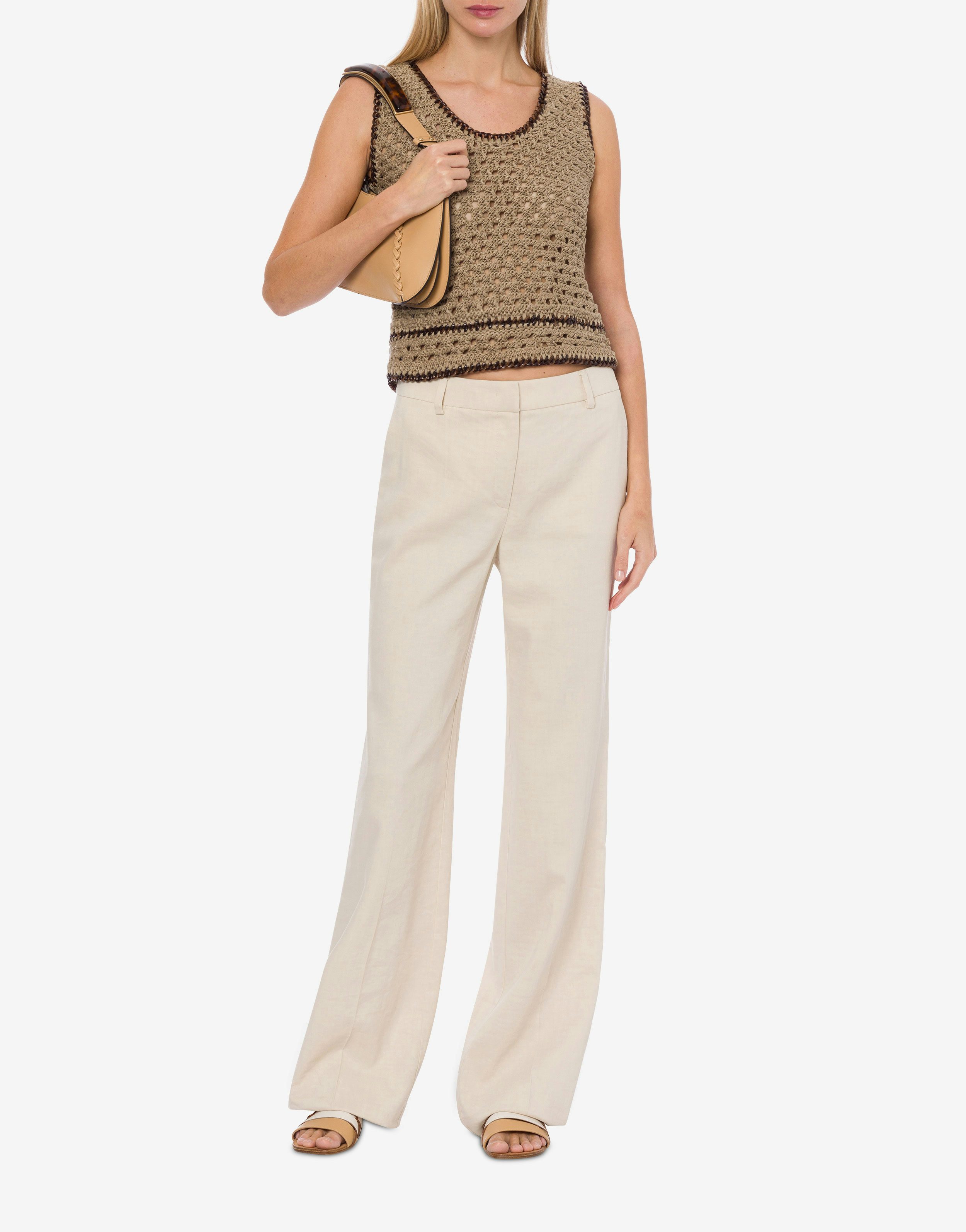 Tailored trousers in viscose twill and stretch linen 1