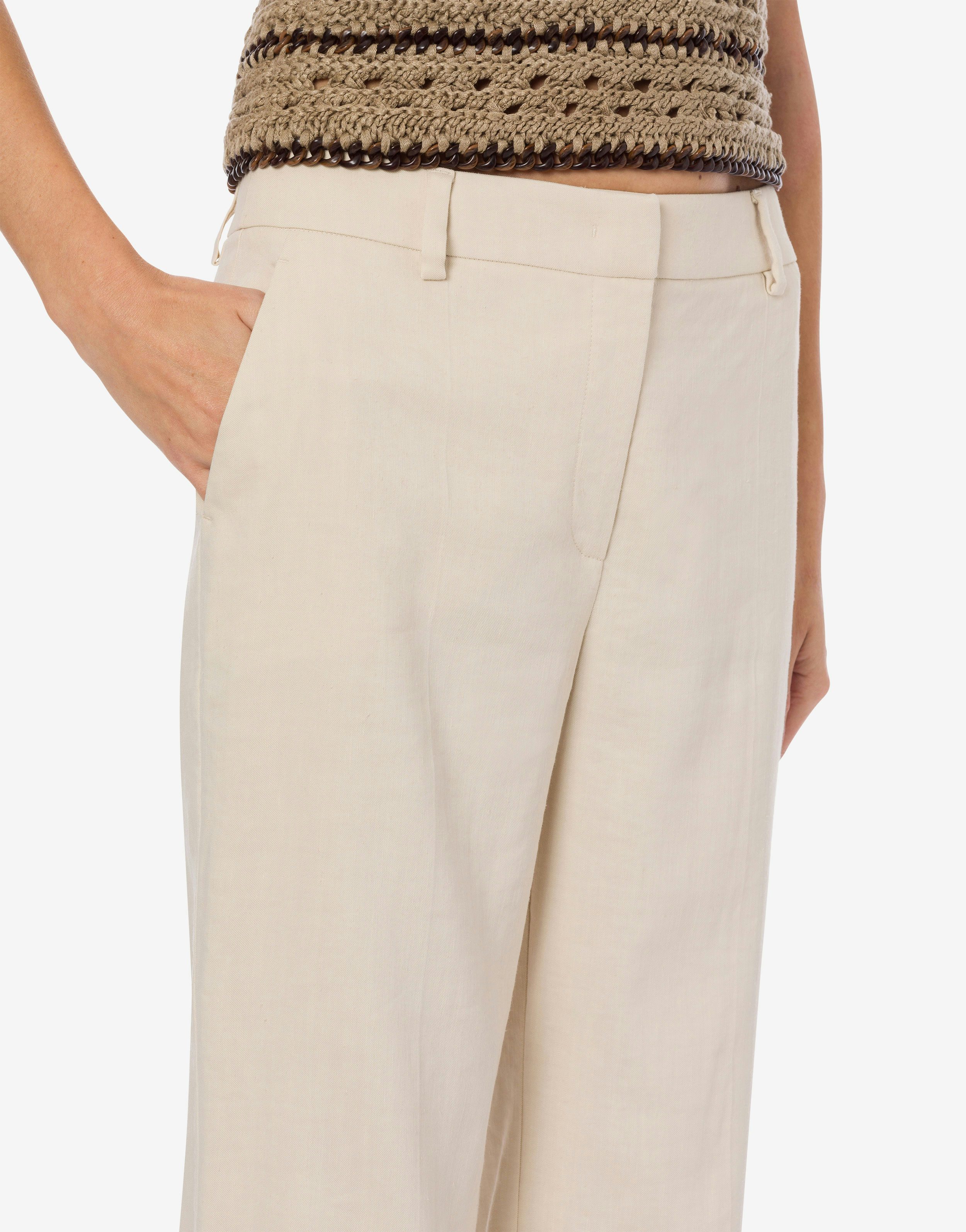 Tailored trousers in viscose twill and stretch linen 4