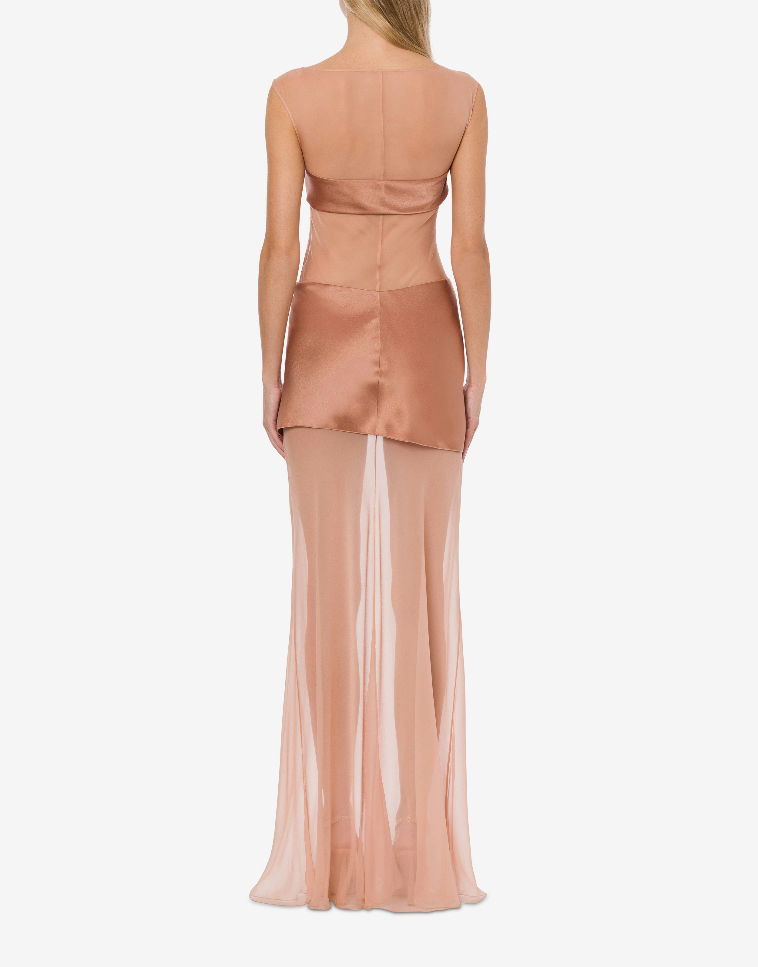 Longuette dress in satin and chiffon 3