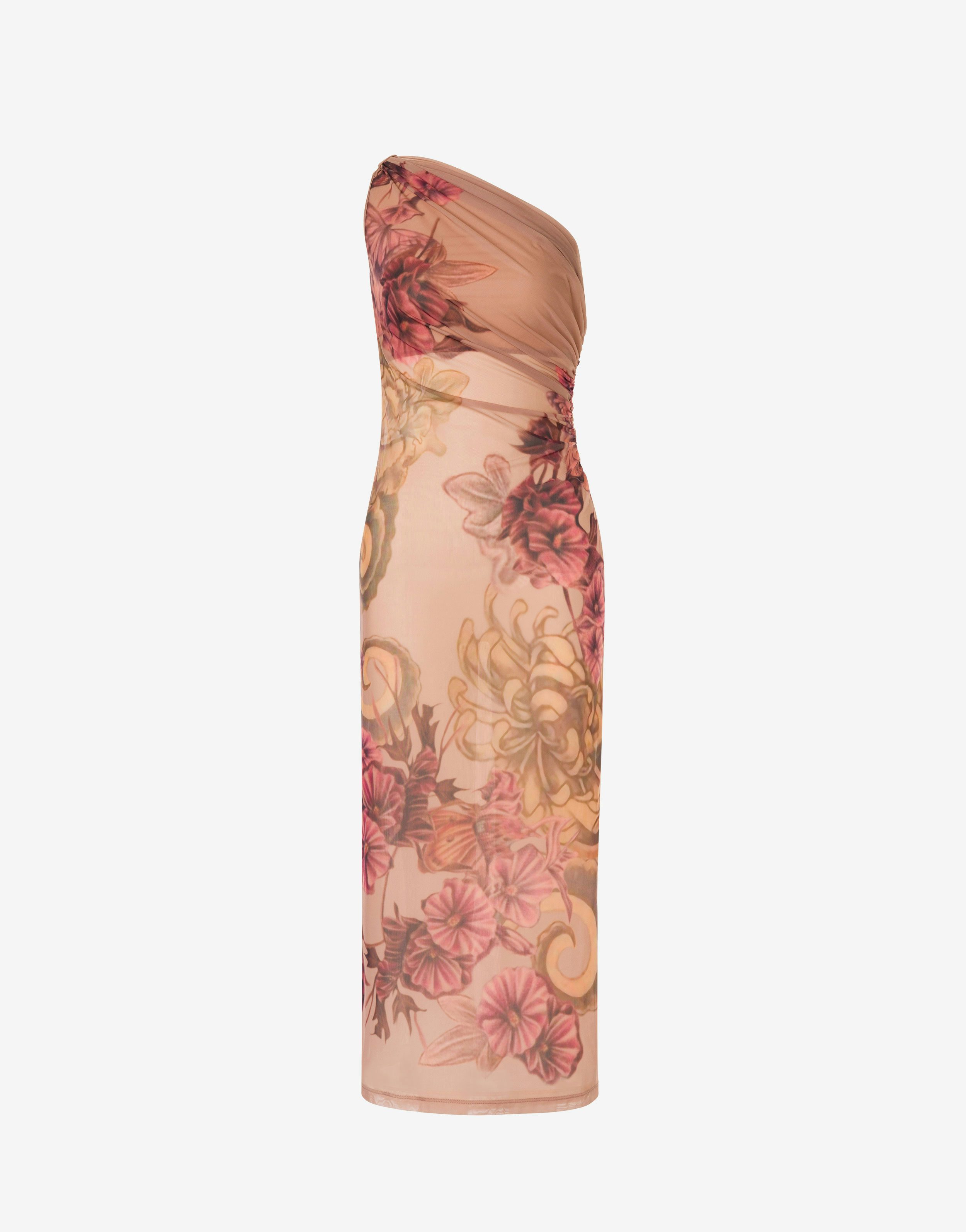 Single-shoulder dress with Tattoo print 0