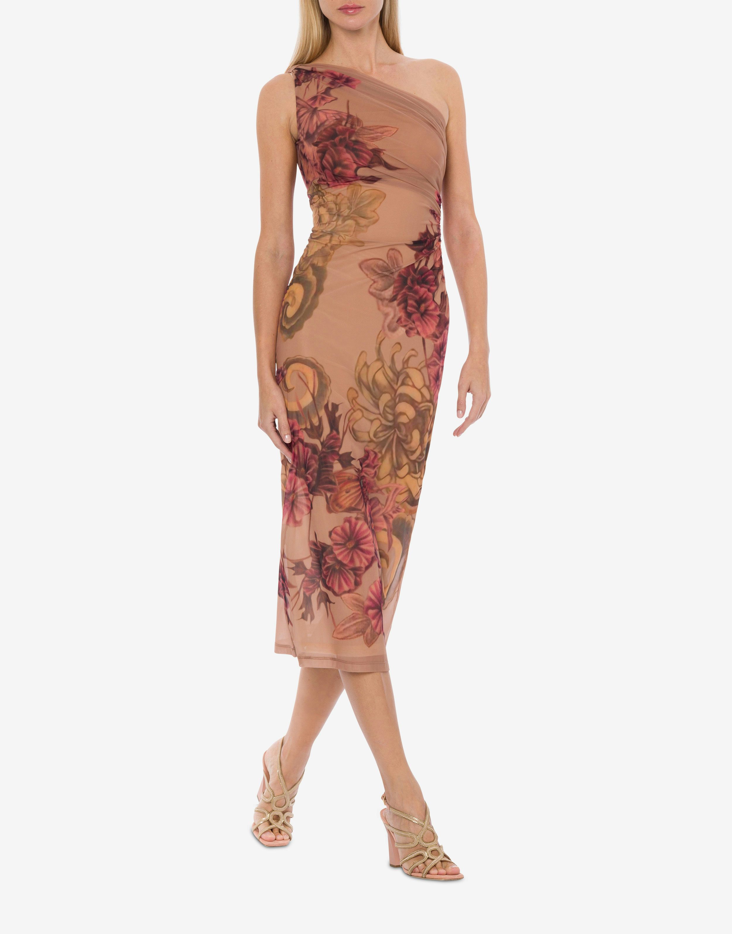 Single-shoulder dress with Tattoo print 1