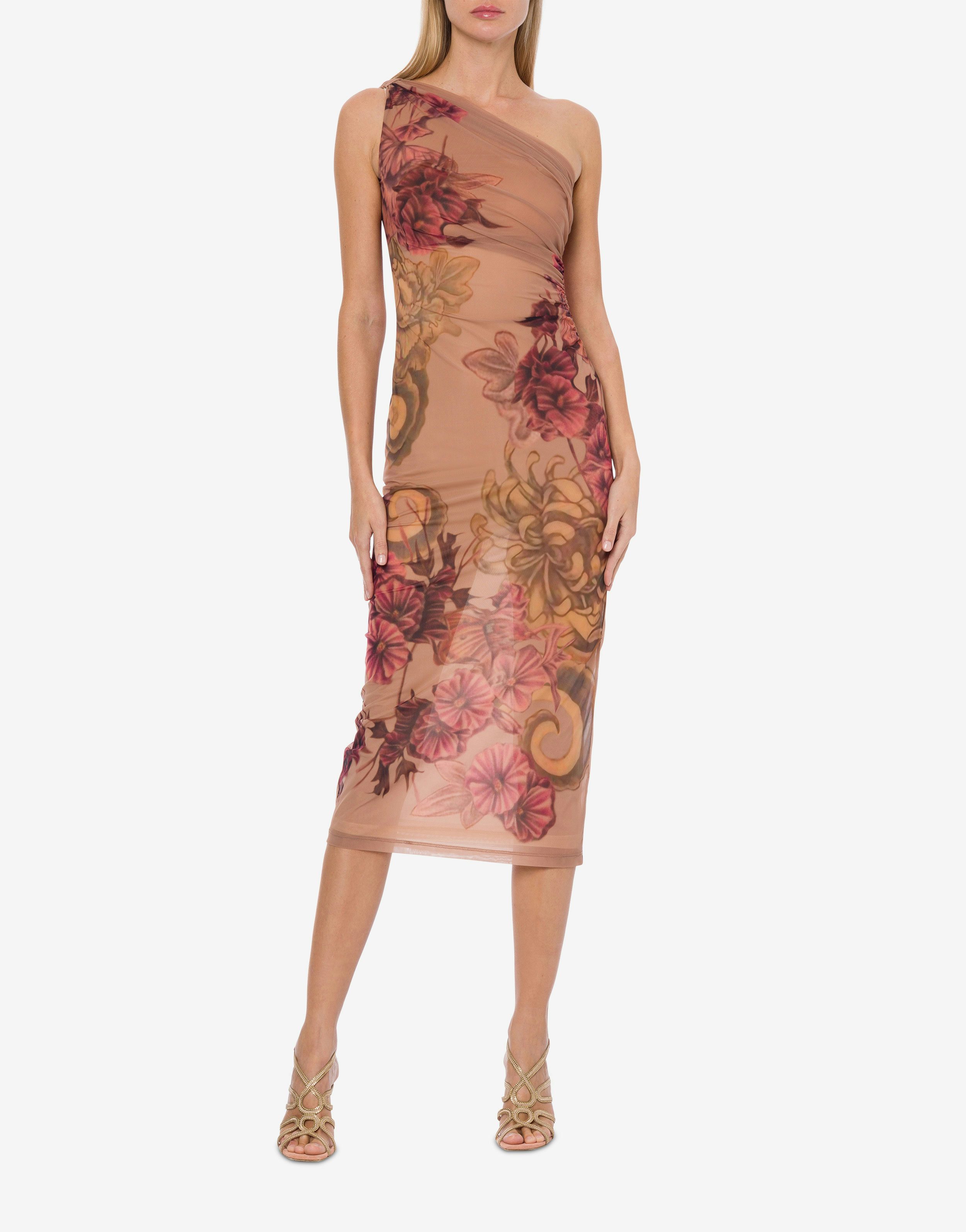 Single-shoulder dress with Tattoo print 2