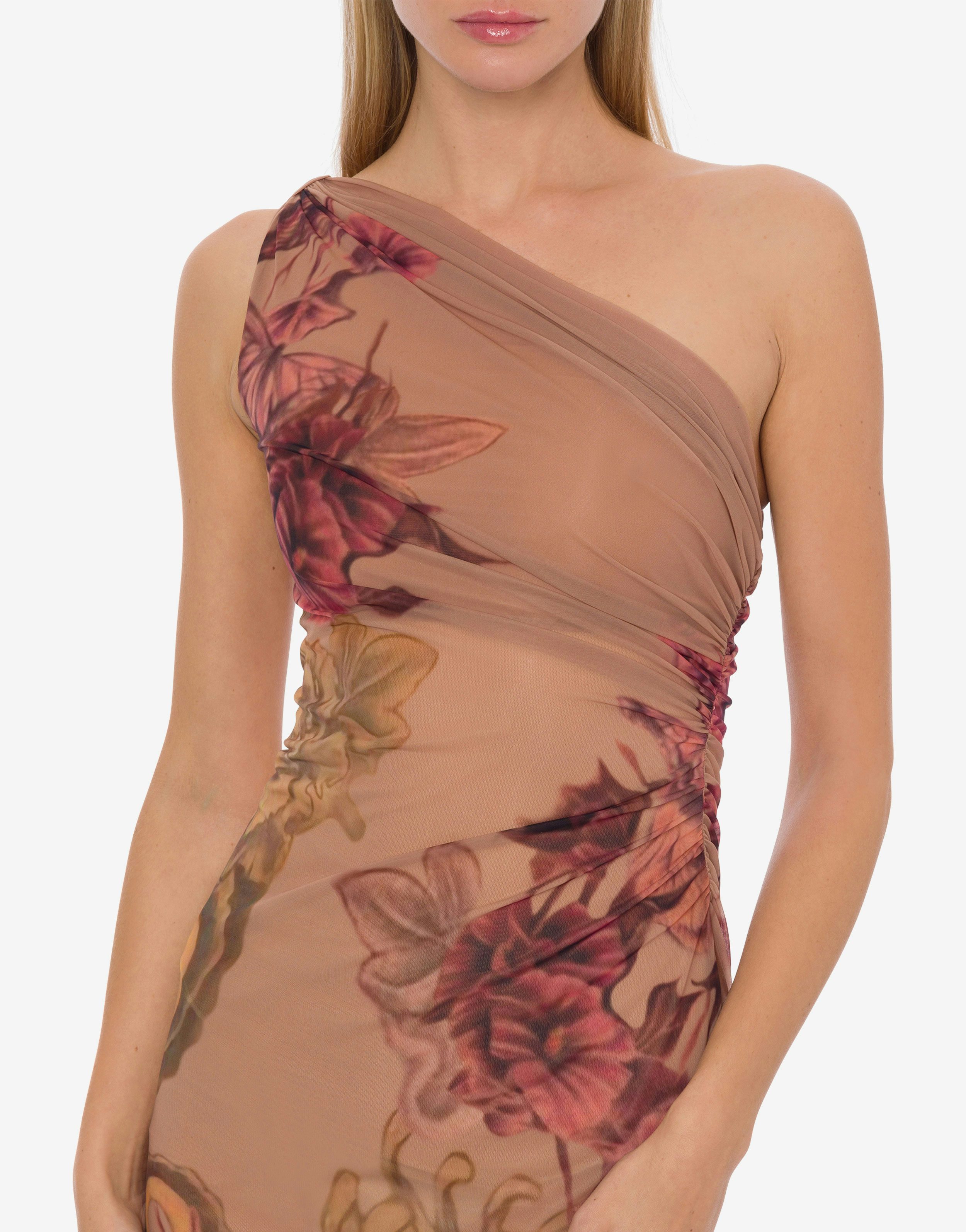 Single-shoulder dress with Tattoo print 4