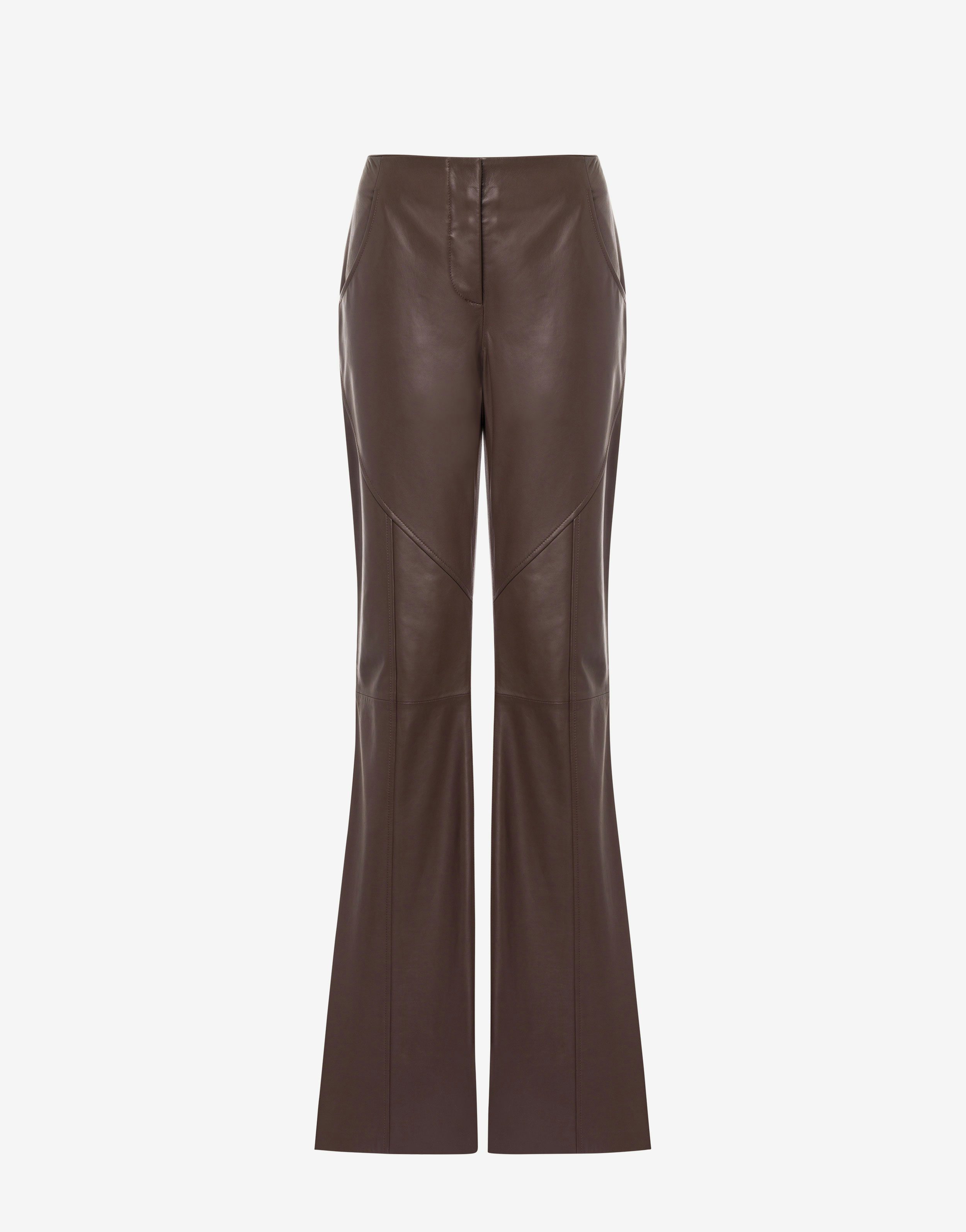 Flared trousers in glove nappa leather 0