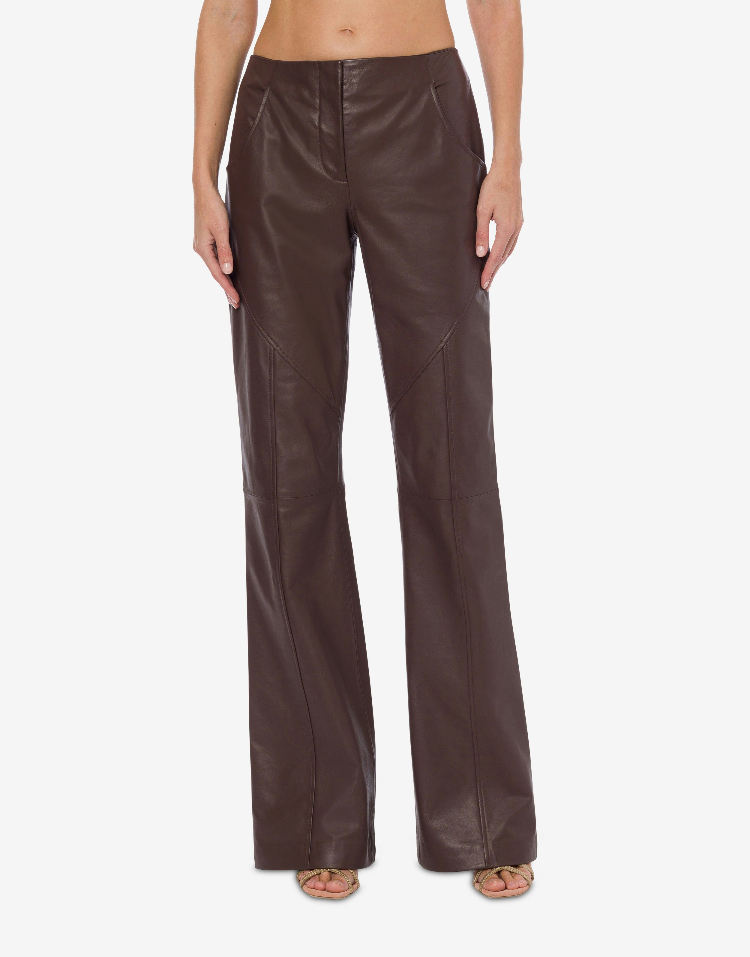 Flared trousers in glove nappa leather 2