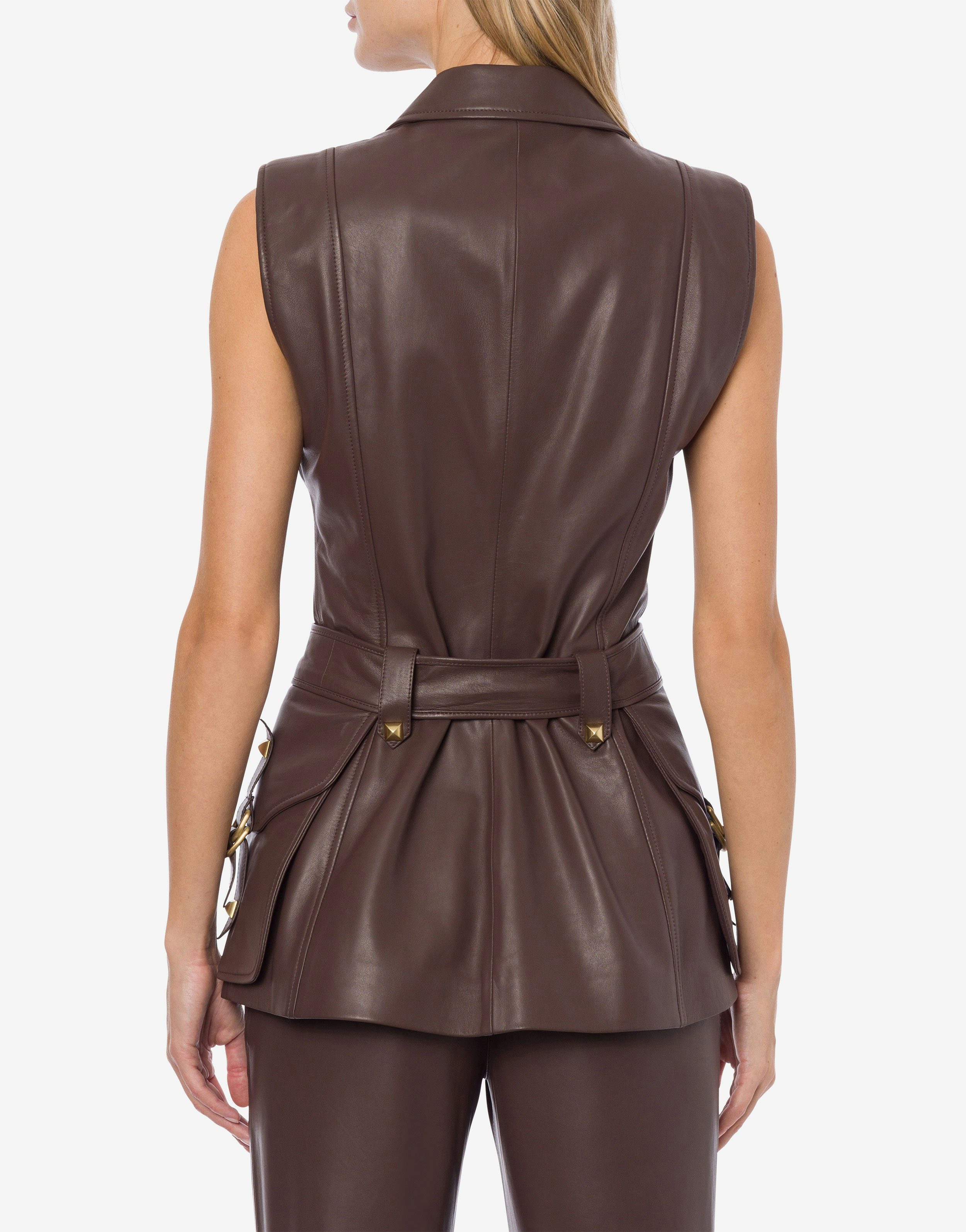 Waistcoat in glove nappa leather with studs 3