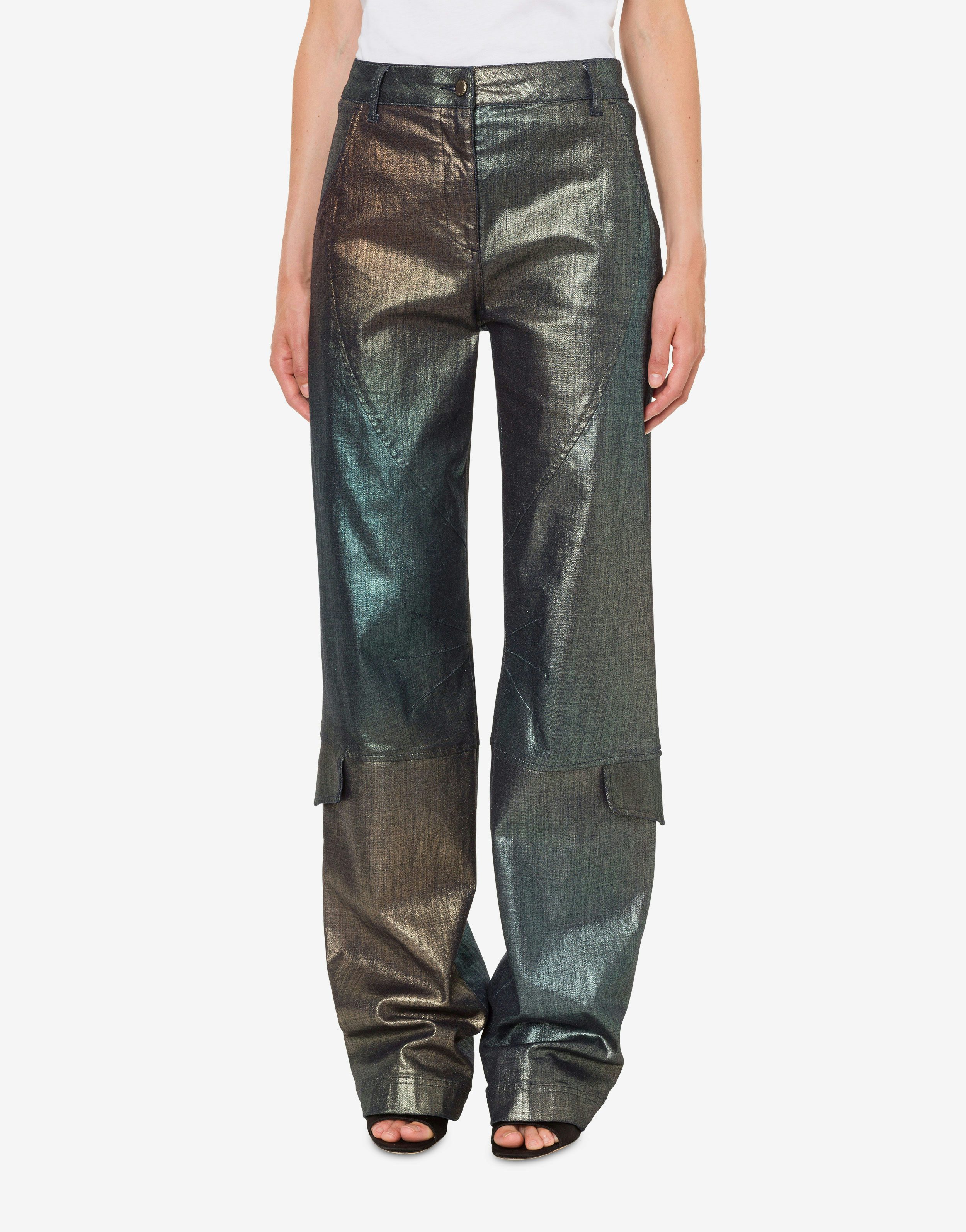 Laminated and shaded denim trousers 2