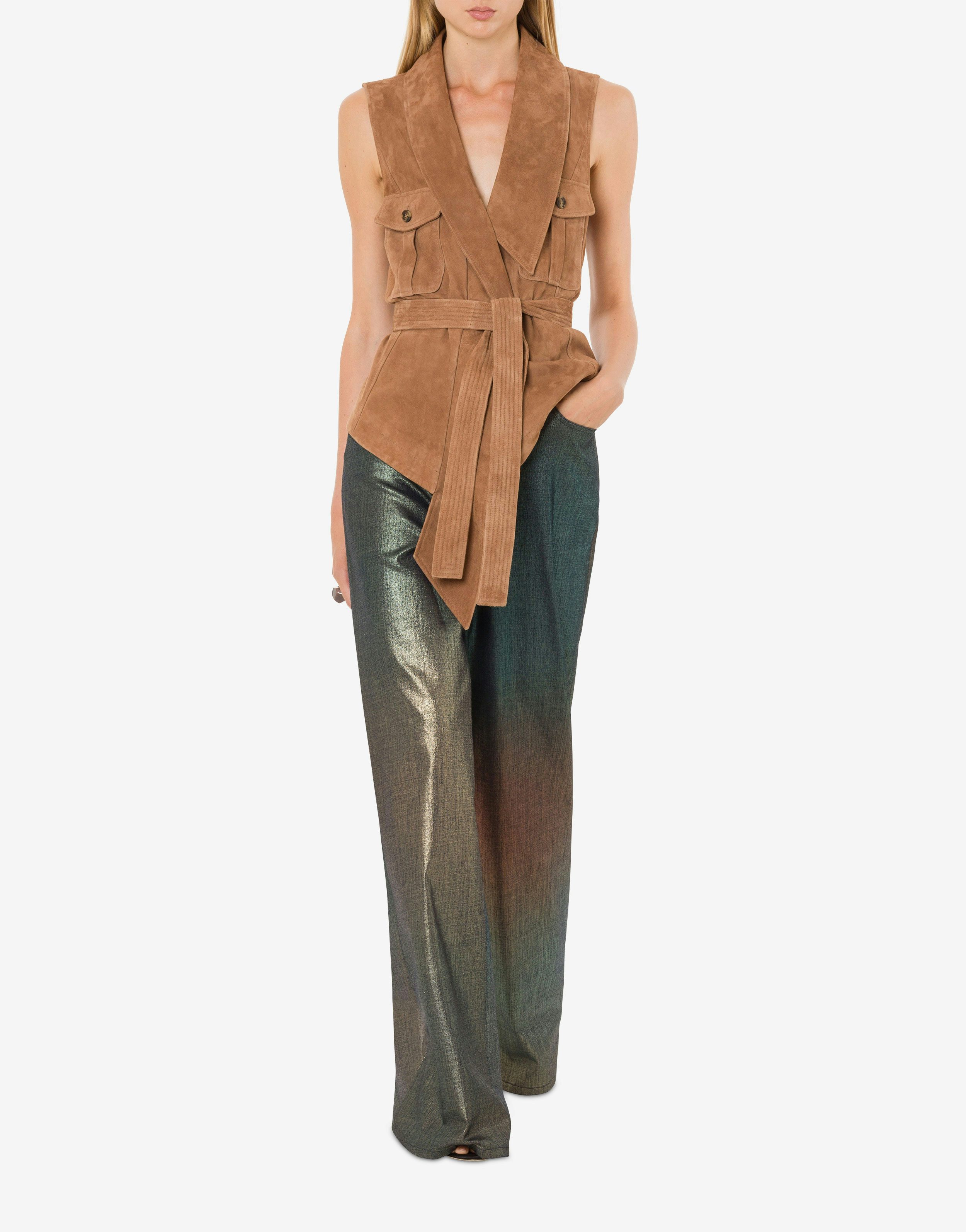 Laminated and shaded denim wide-leg trousers 1