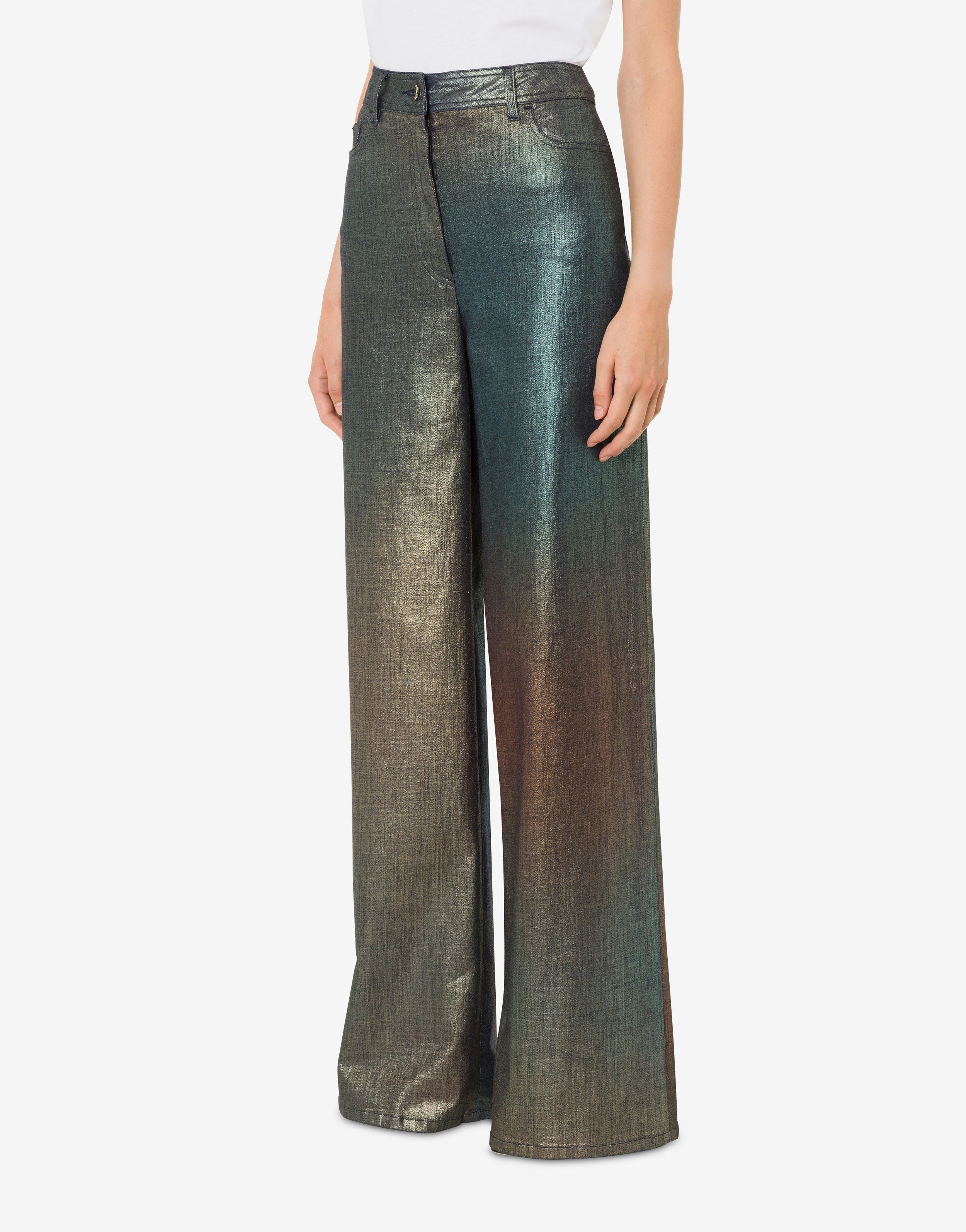 Laminated and shaded denim wide-leg trousers 2