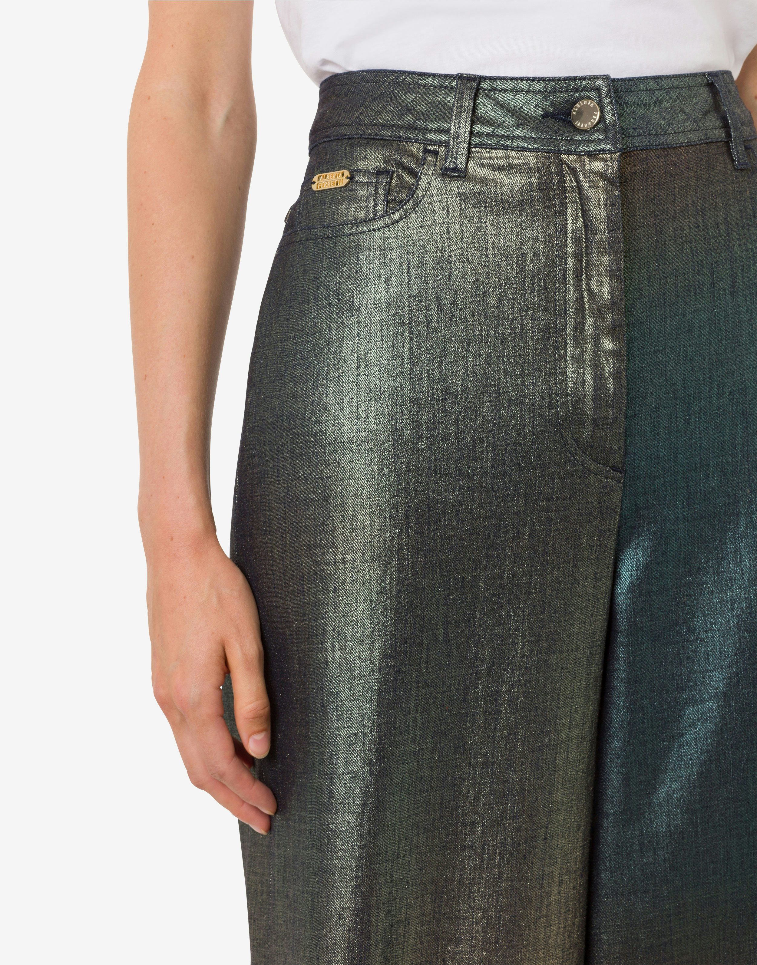 Laminated and shaded denim wide-leg trousers 4