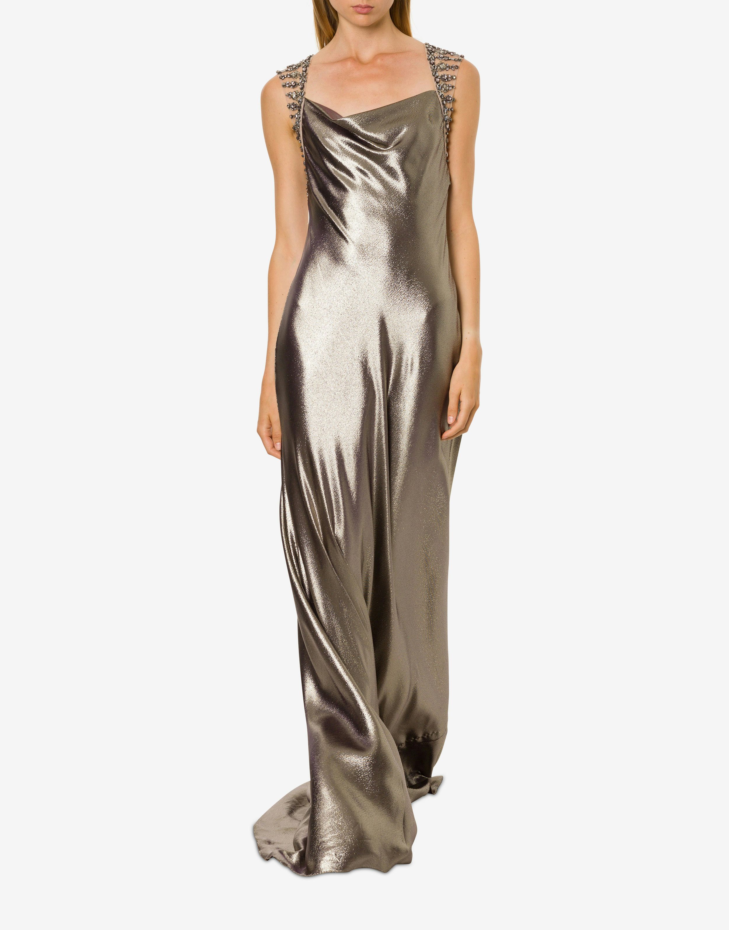 Long lurex silk dress with embroidery 1