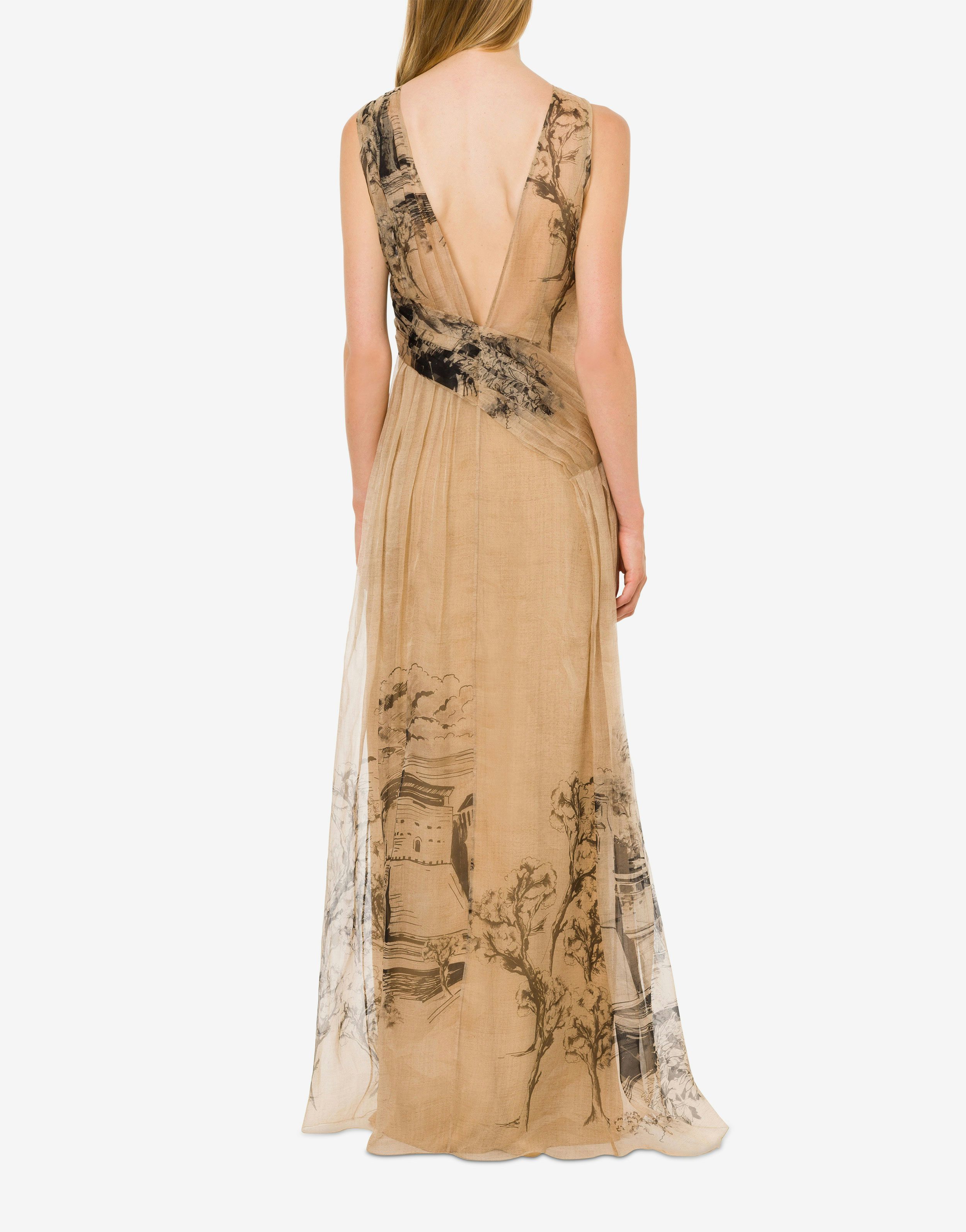 Silk organza dress with castle print 3