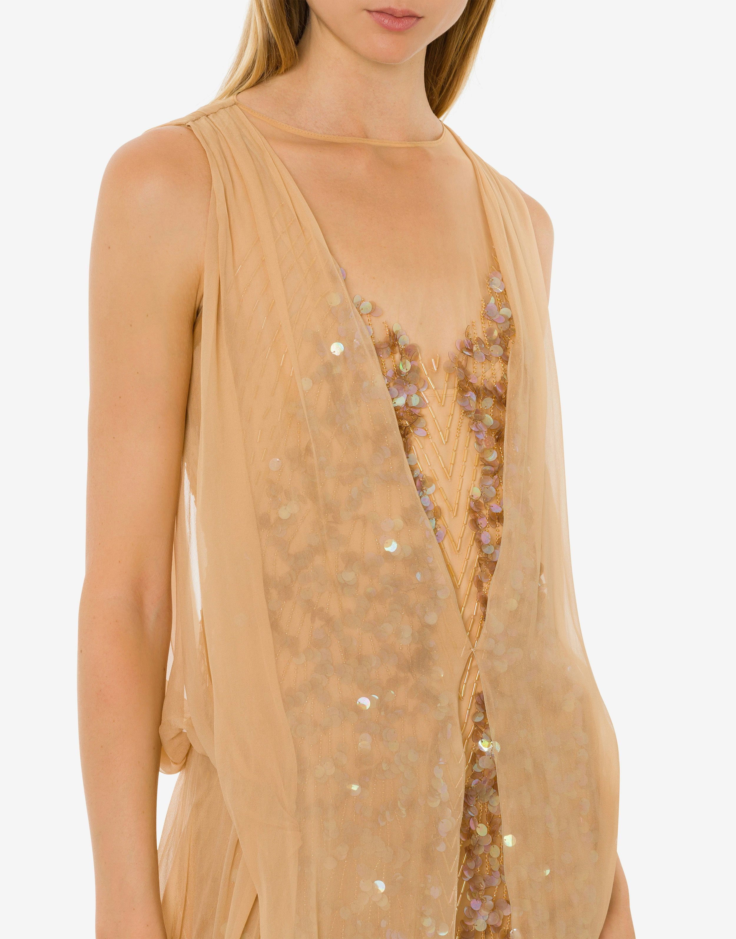 Long dress in sequins and organic chiffon. 4