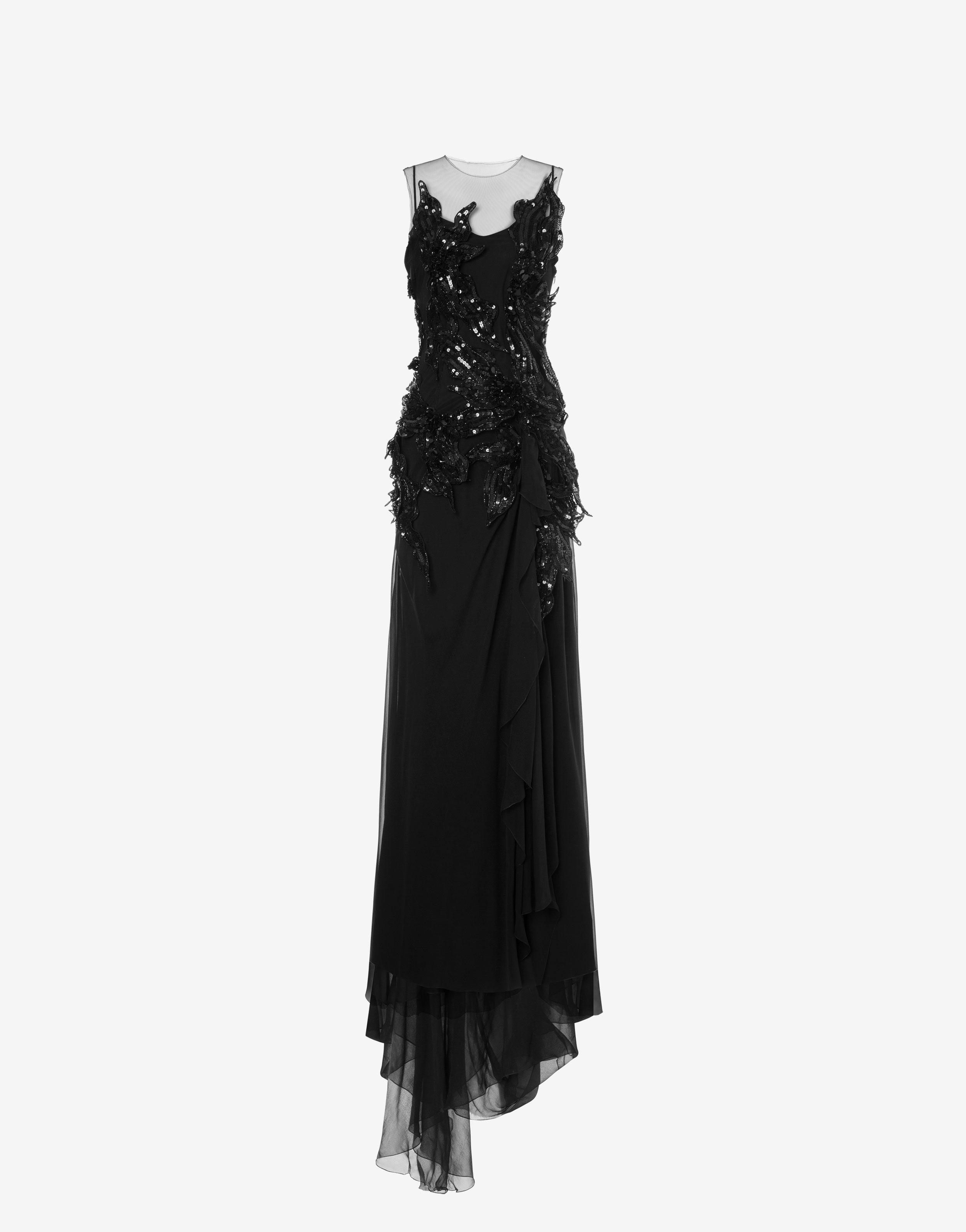 Long dress with sequin embroidery 0