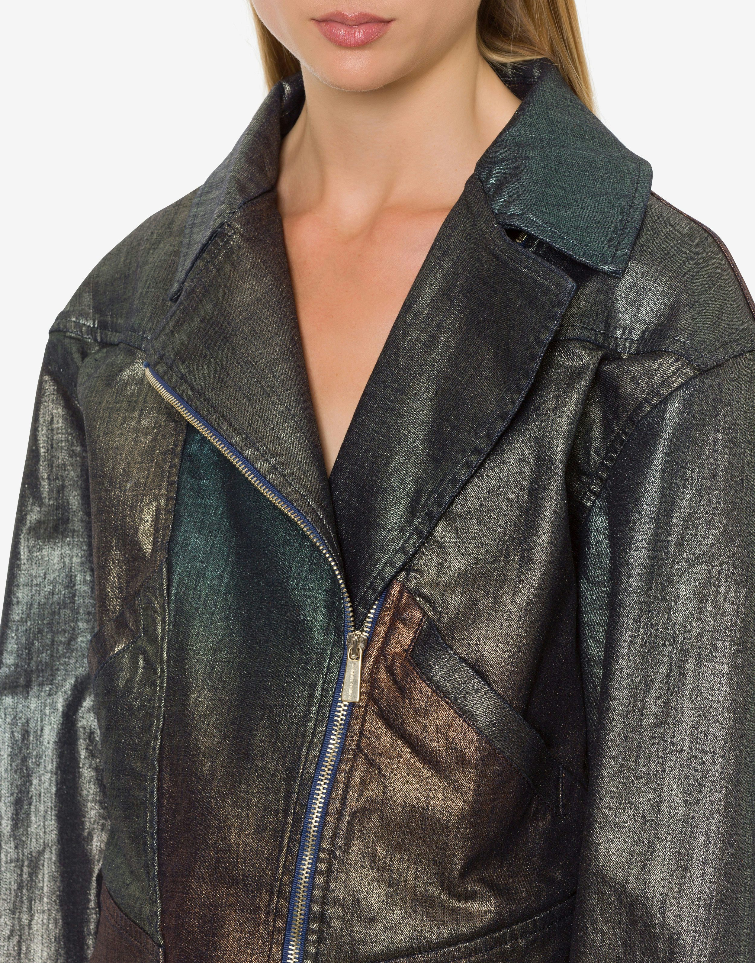 Shaded laminated denim biker jacket 4