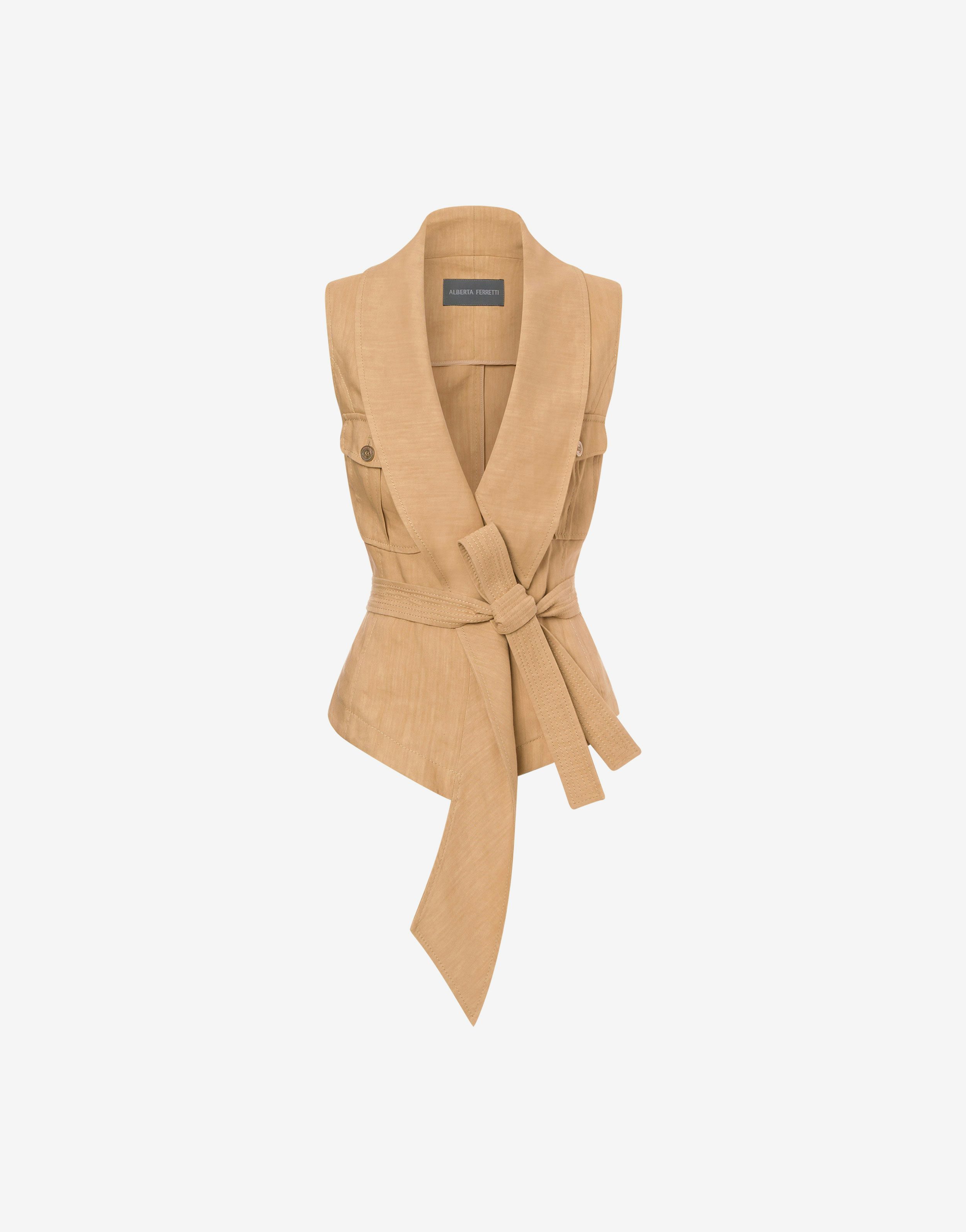 Linen stretch viscose gilet 0