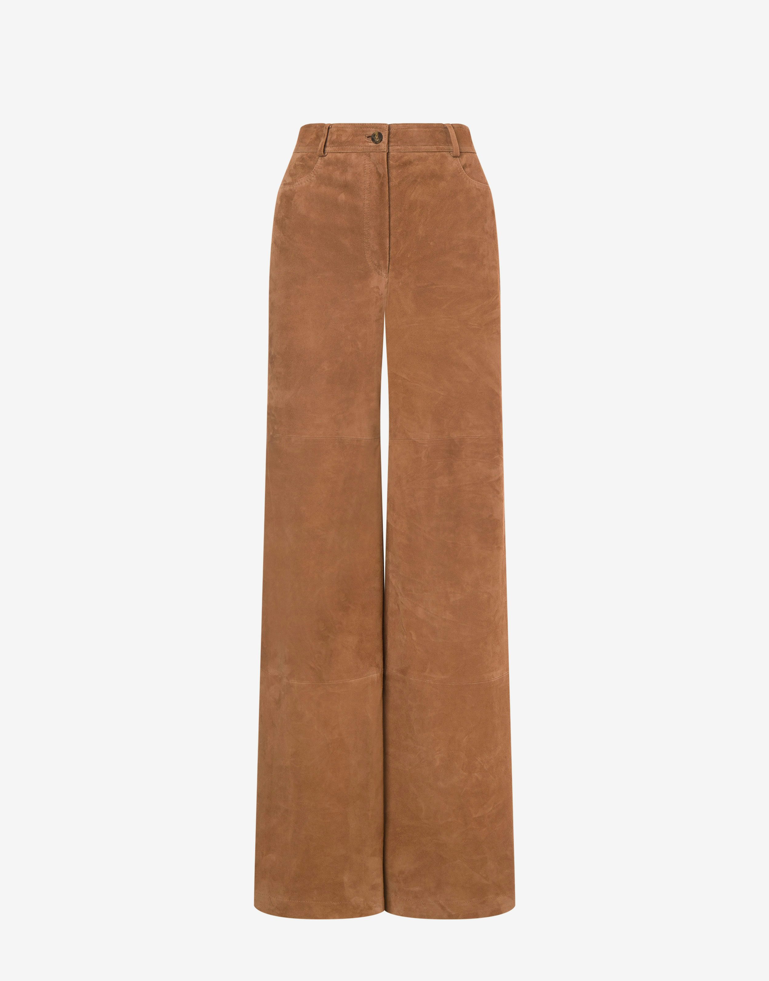 Wide-leg suede trousers 0