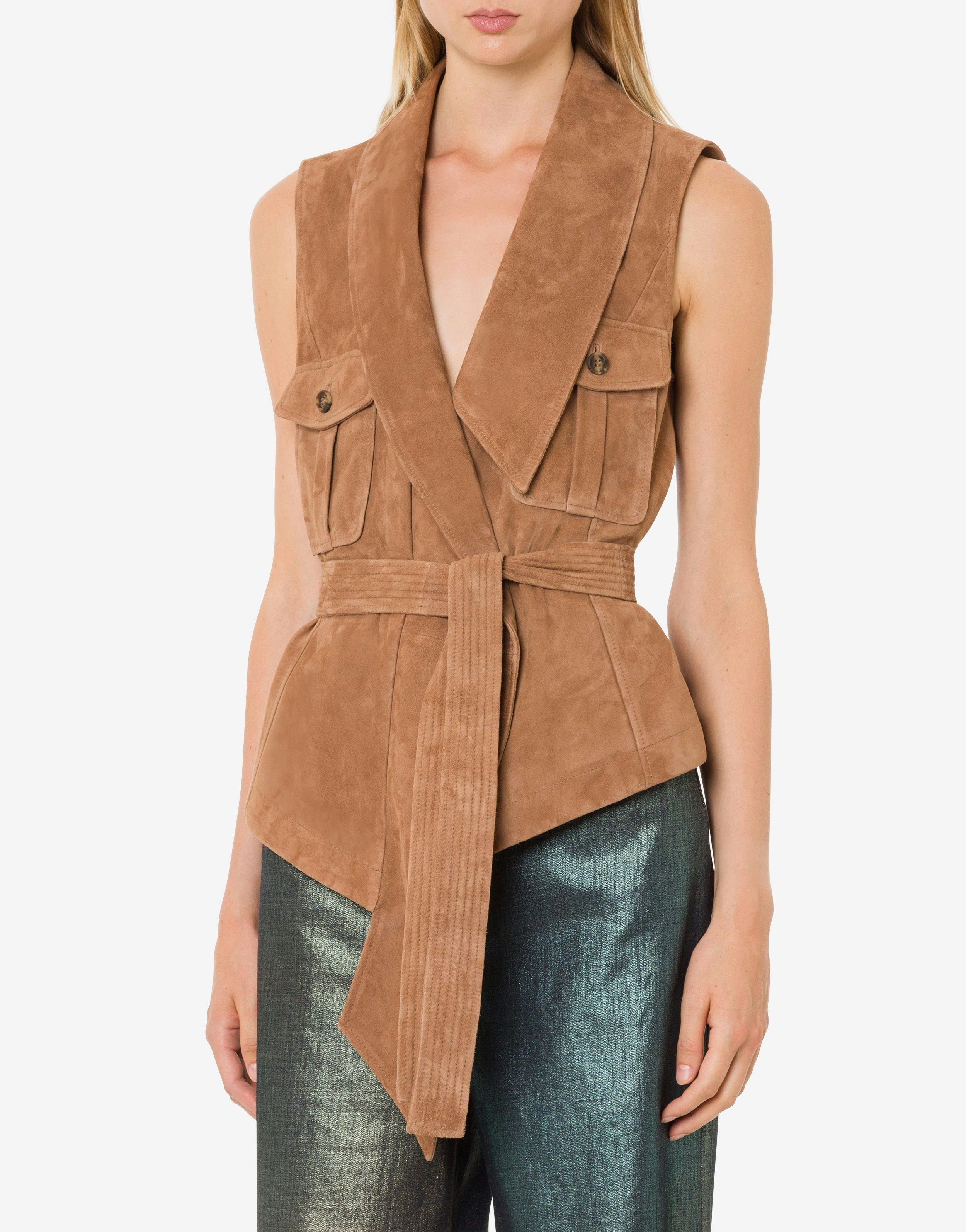 Suede waistcoat with sash 2