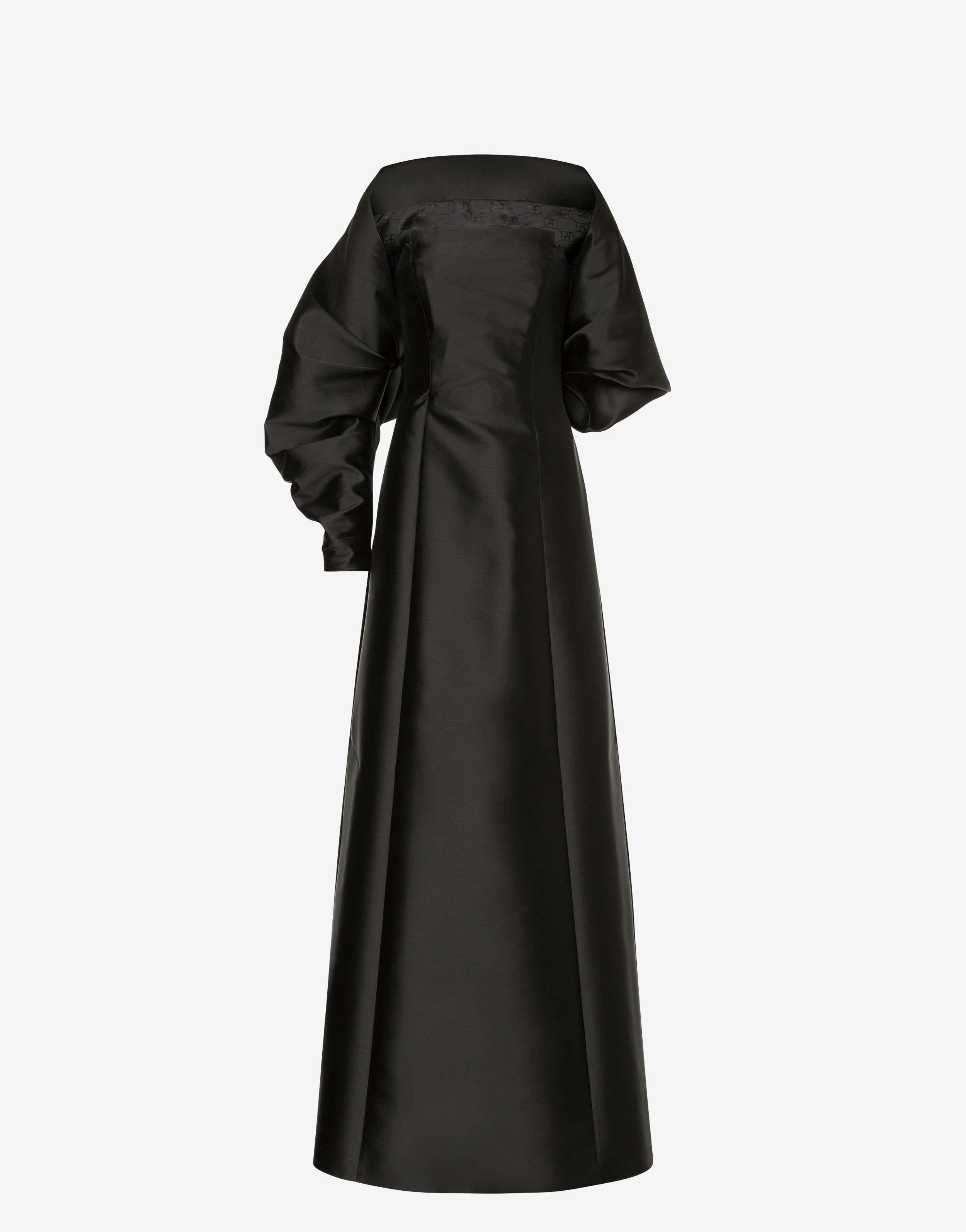 Long mikado dress with shrug 0